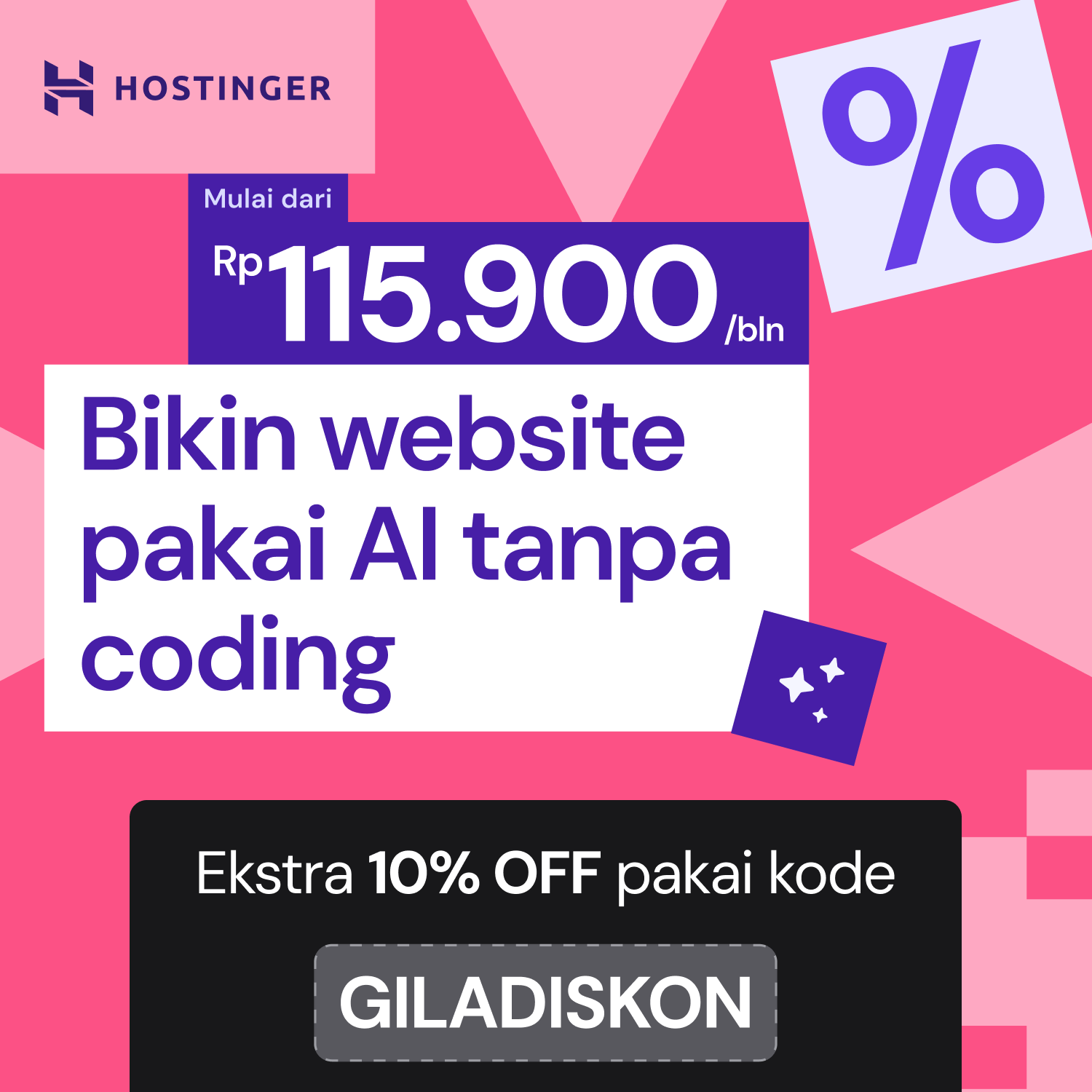 🤖 Hostinger Horizons (Rp115.900/bln)