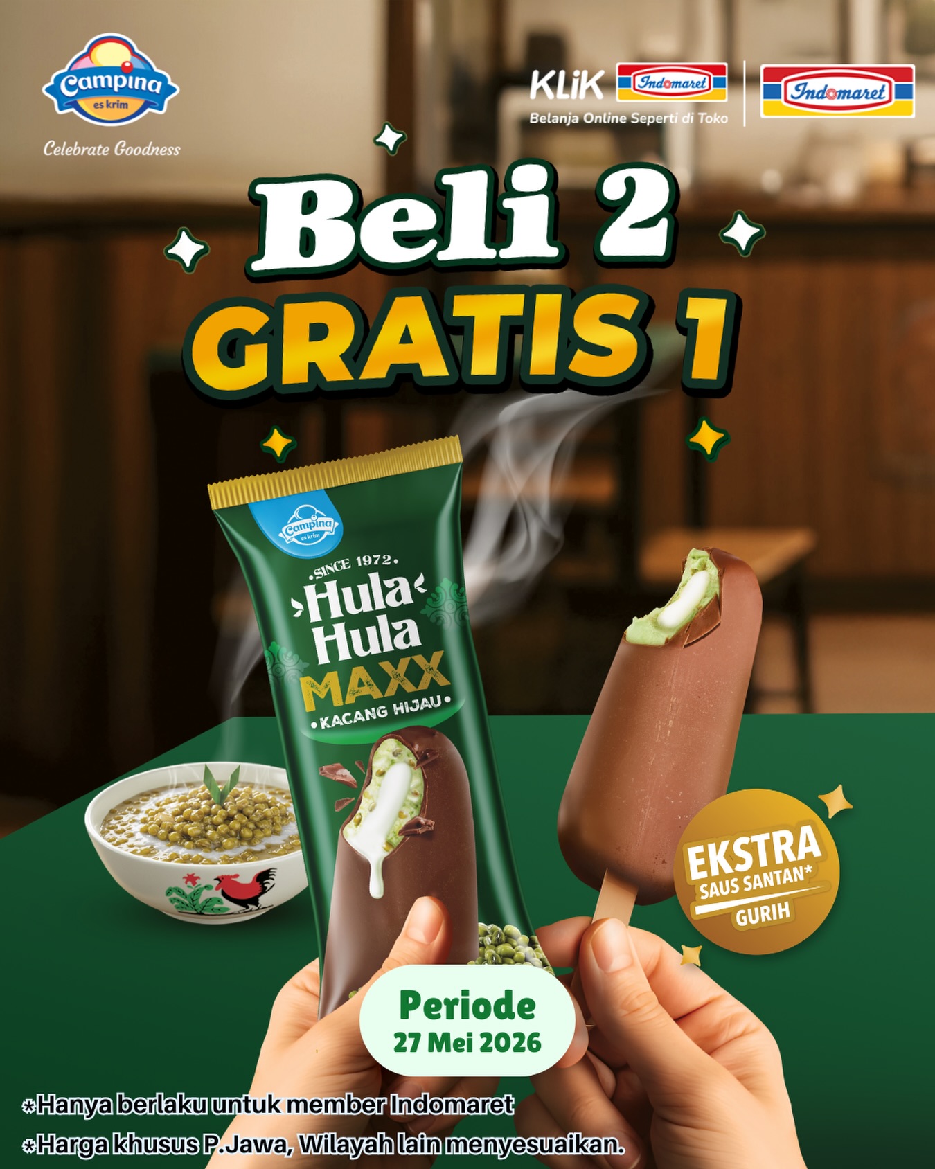 Buy 2 Get 1 Hula Hula MAXX Kacang Hijau di Indomaret - Image 1