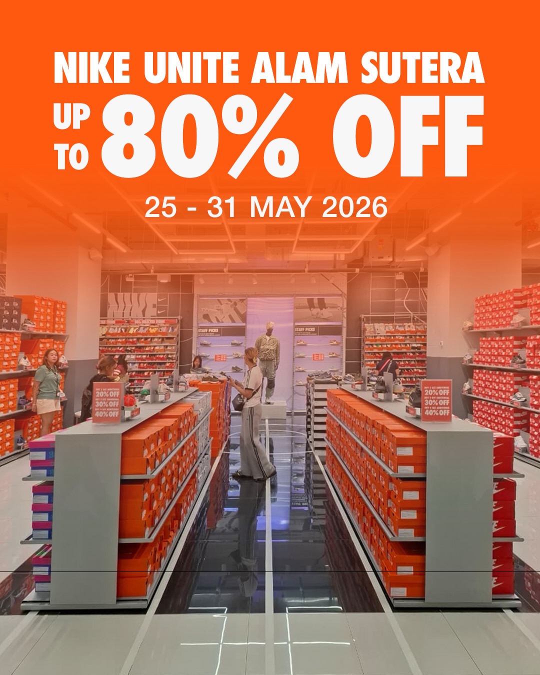 Diskon Nike 80% + Ekstra 20-40% OFF di Alam Sutera - Image 1