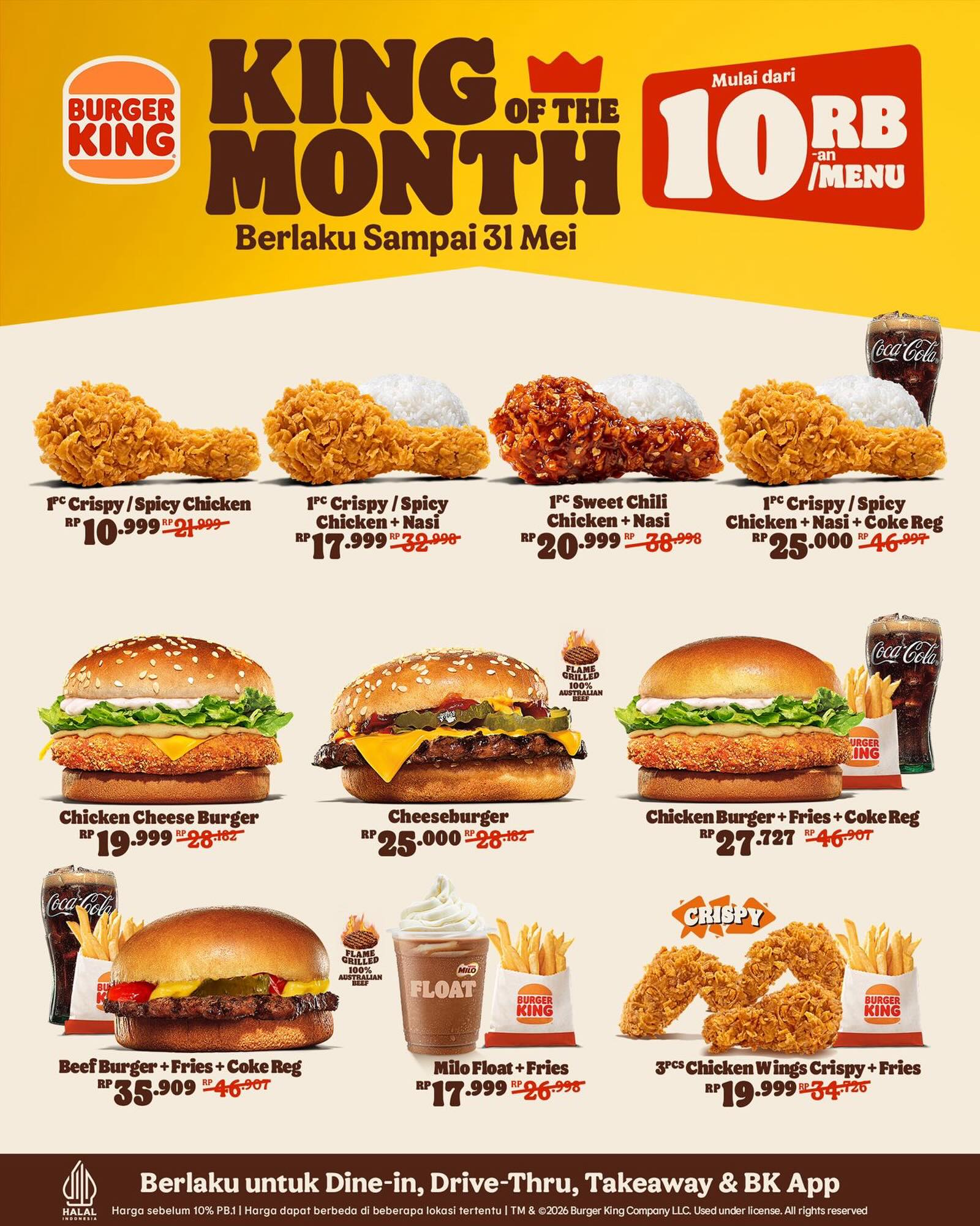 King of The Month Burger King: Menu mulai 10 ribuan