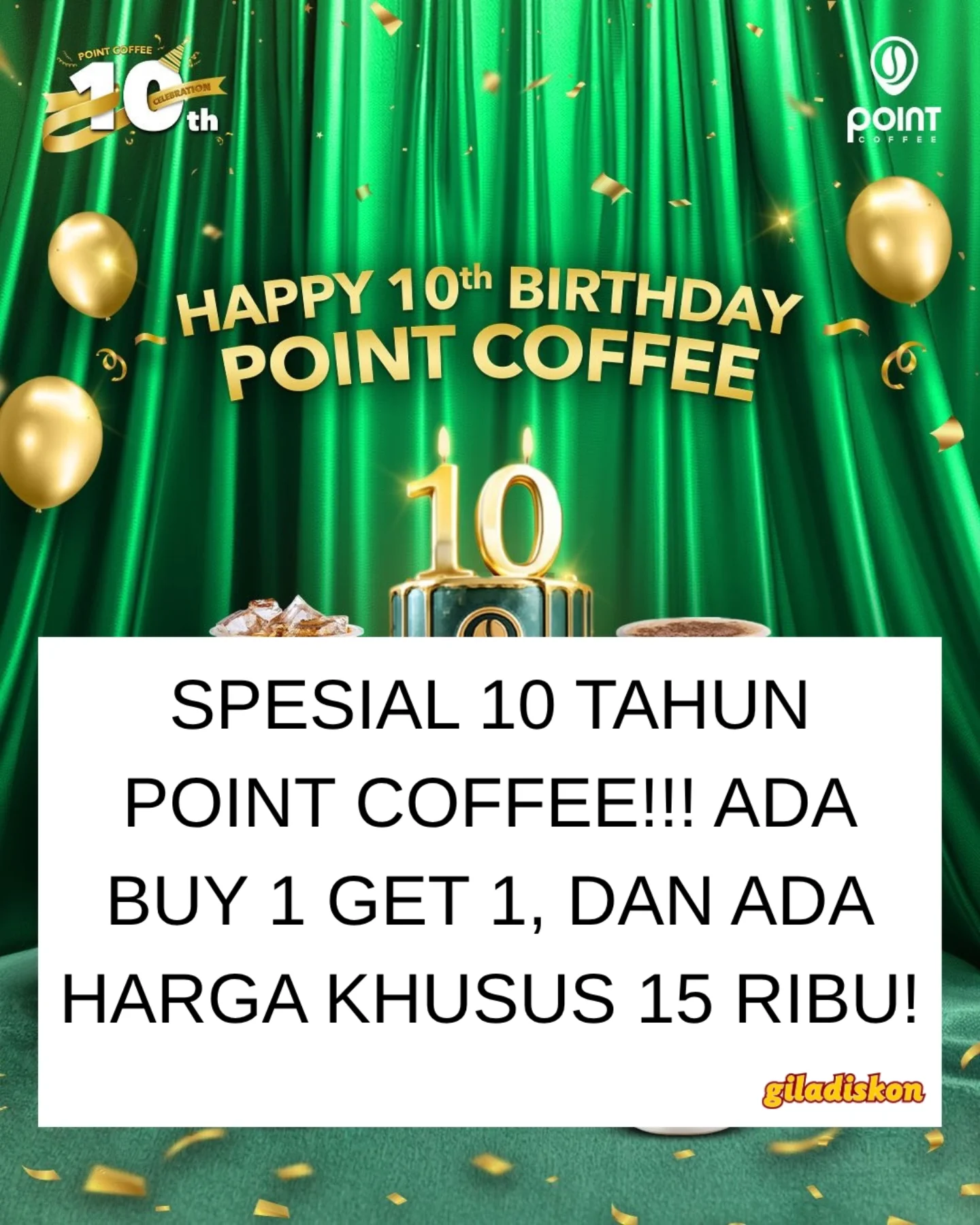 Point Coffee Ulang Tahun: Minuman Rp15.000 & Beli 1 Gratis 1
