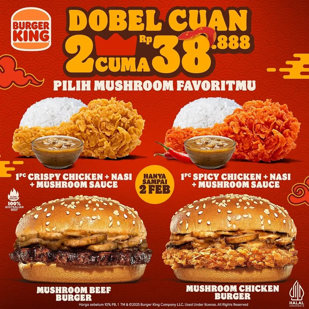 Promo Burger King Double Cuan 2 Hanya Rp 38 Ribuan