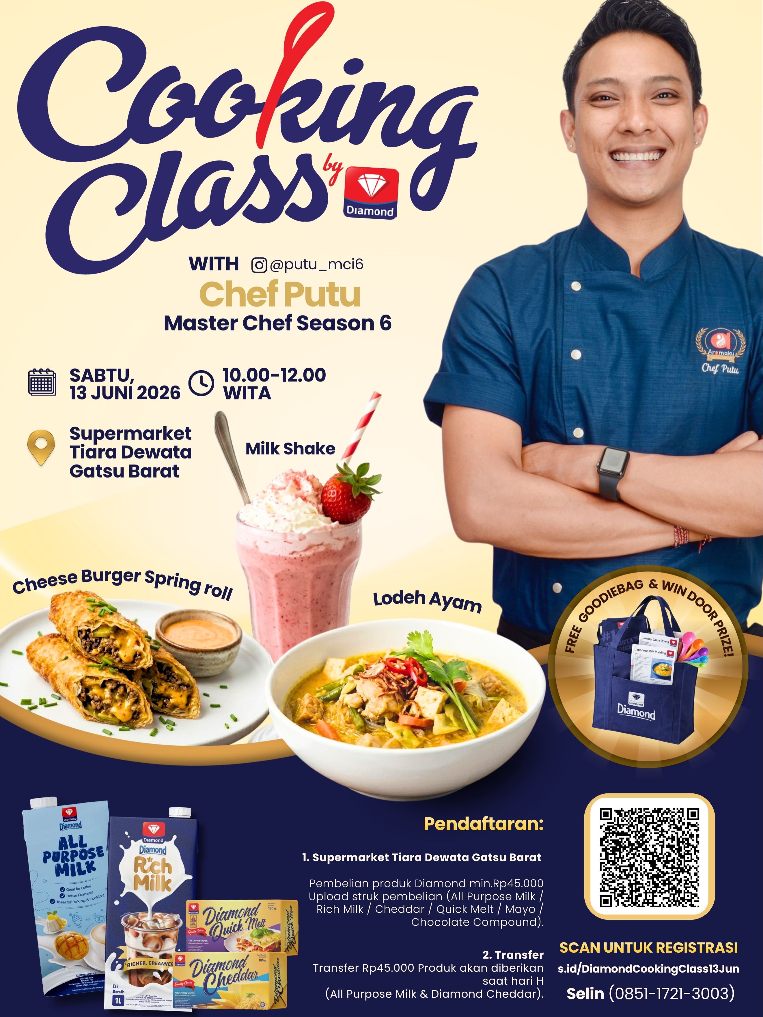 Diamond Cooking Class bersama Chef Putu di Bali, 13-14 Juni - Gratis Goodiebag & Doorprize