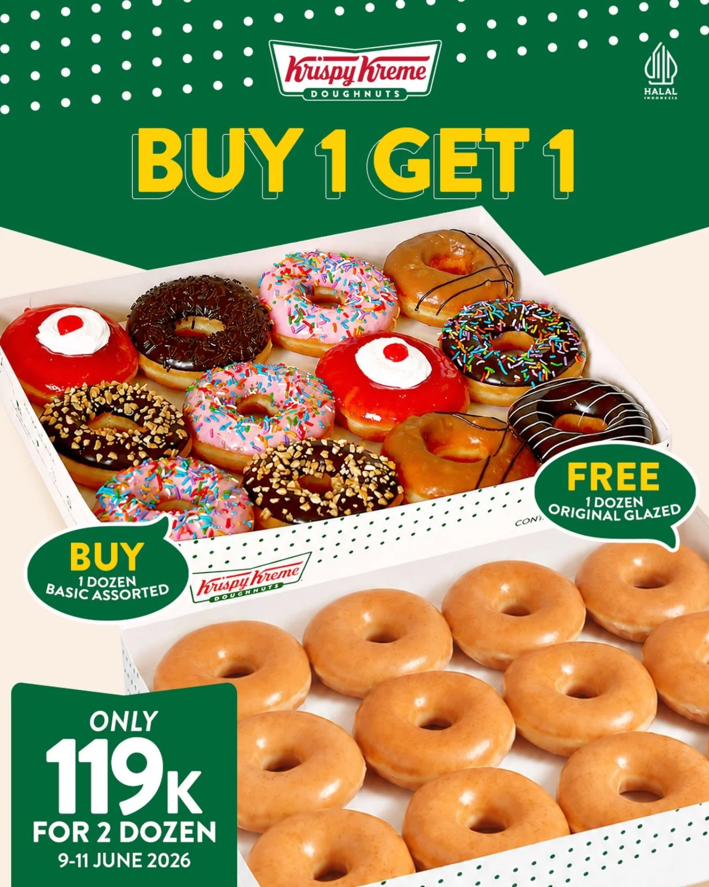 Krispy Kreme Buy 1 Get 1: 2 Lusin Donat Rp119rb (9-11 Juni) - Image 2