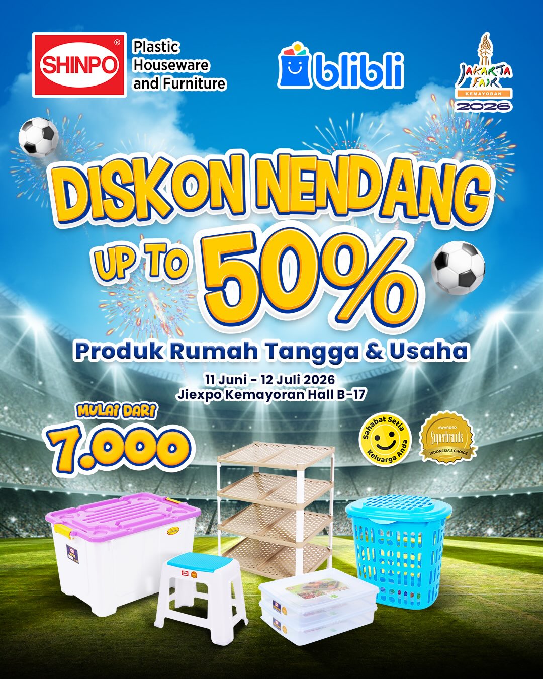 Diskon 50% + Voucher 10% + Hadiah Gratis di Booth SHINPO X BliBli Jakarta Fair - Image 2