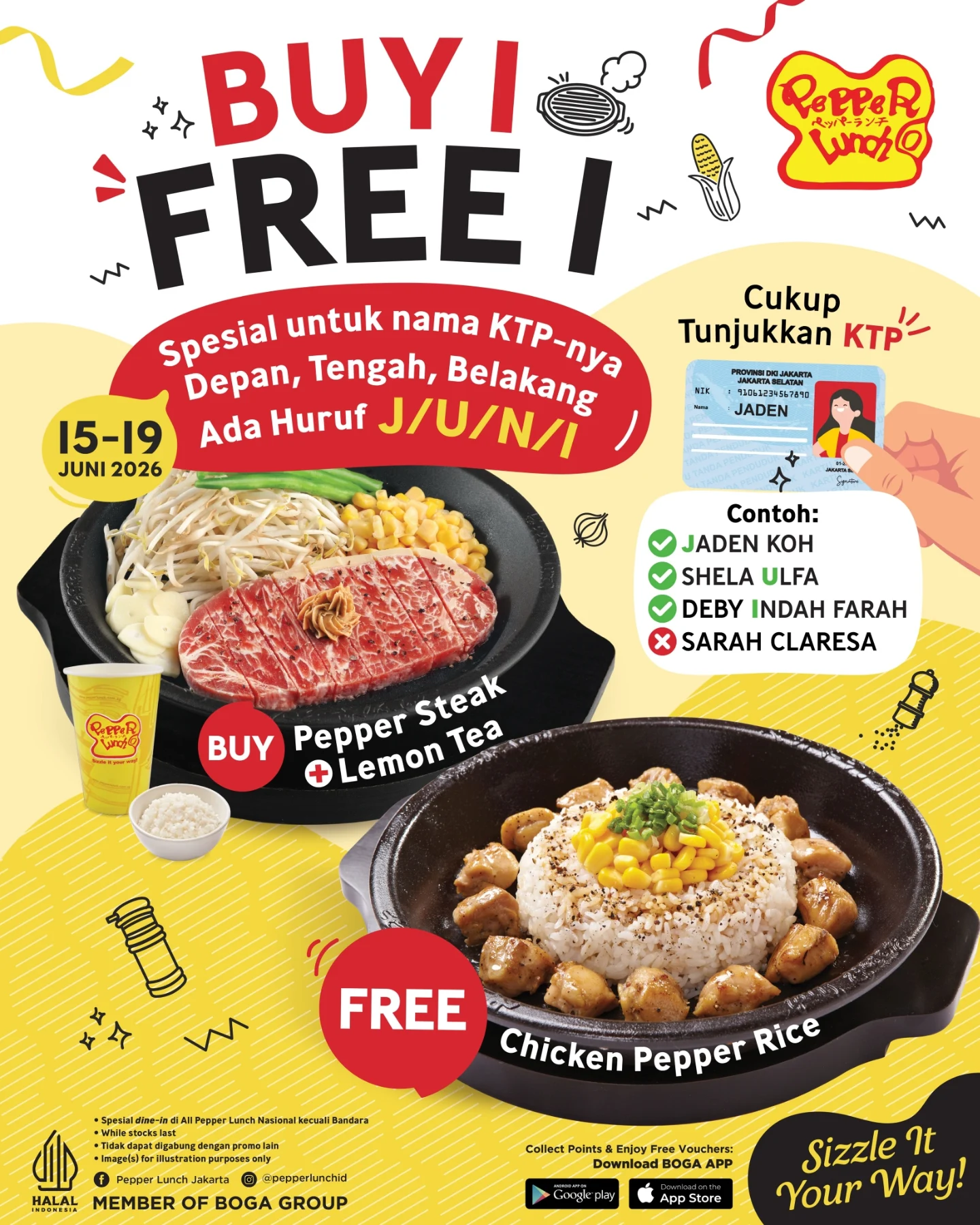 Inisial J,U,N,I: Buy 1 Free 1 di Pepper Lunch (5 hari) - Image 2