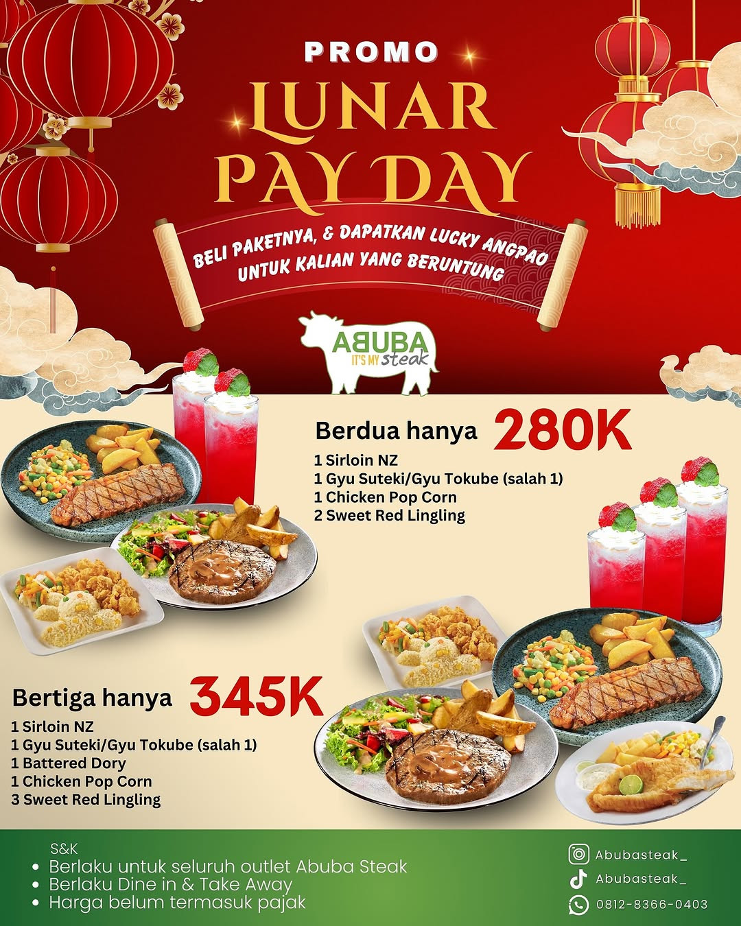 Promo Abuba Steak Lunar Payday Makan Berdua Mulai Dari Rp 280K - Image 1