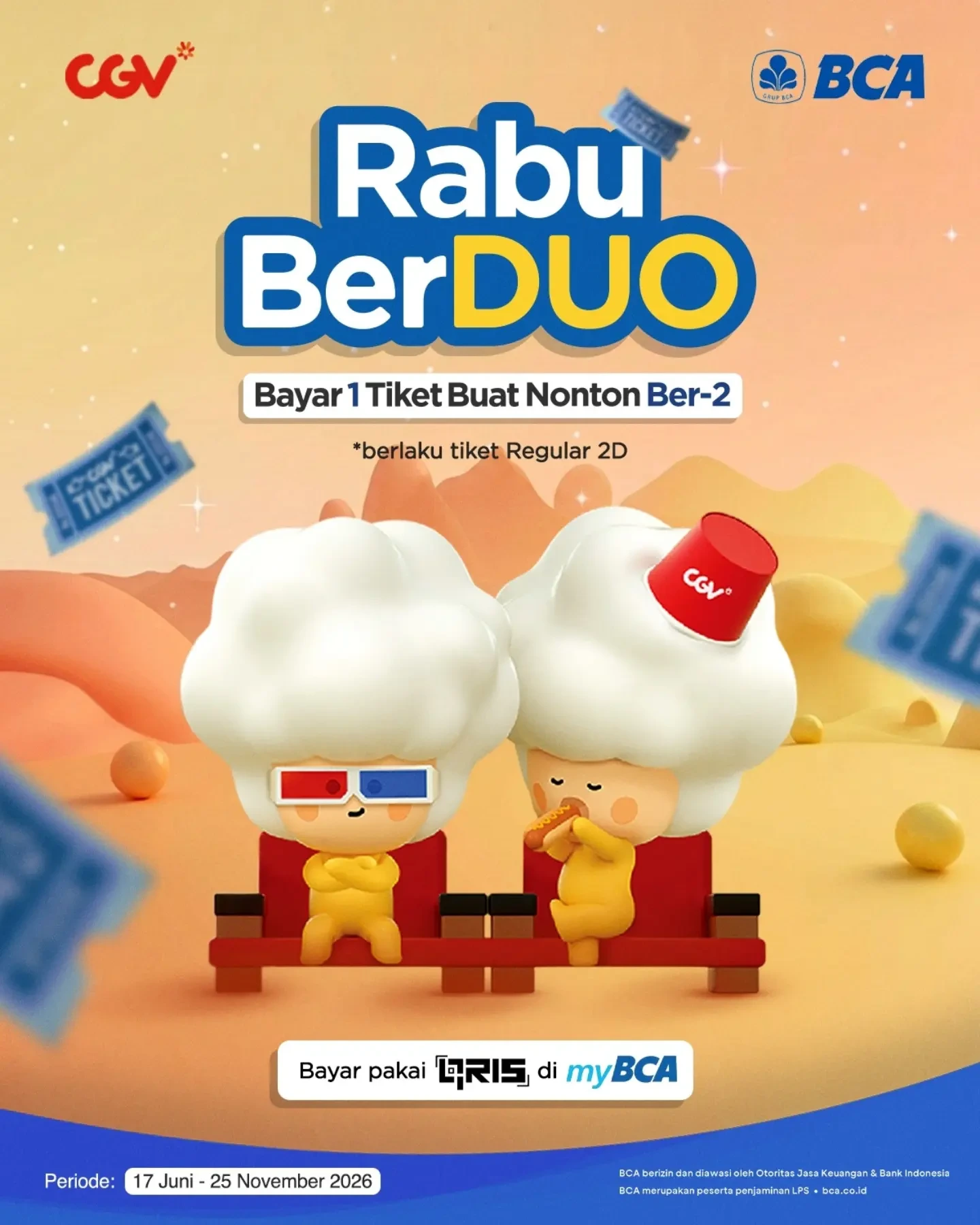 Promo Buy 1 Get 2 Tiket CGV Tiap Rabu via QRIS myBCA - Image 2