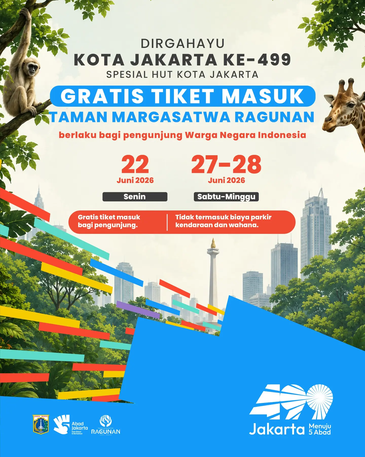 Gratis Tiket Masuk Ragunan HUT Jakarta ke-499 - Image 1