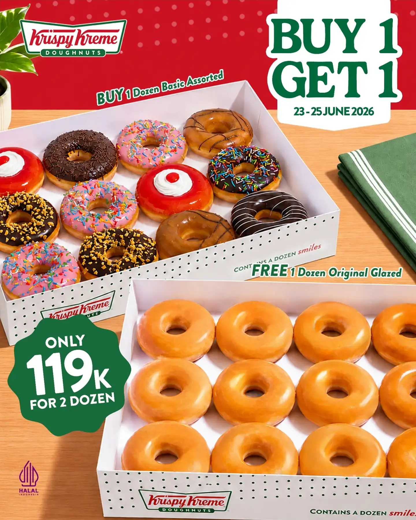 B1G1 Krispy Kreme: 1 Lusin Basic + 1 Lusin OG Rp126K - Image 2