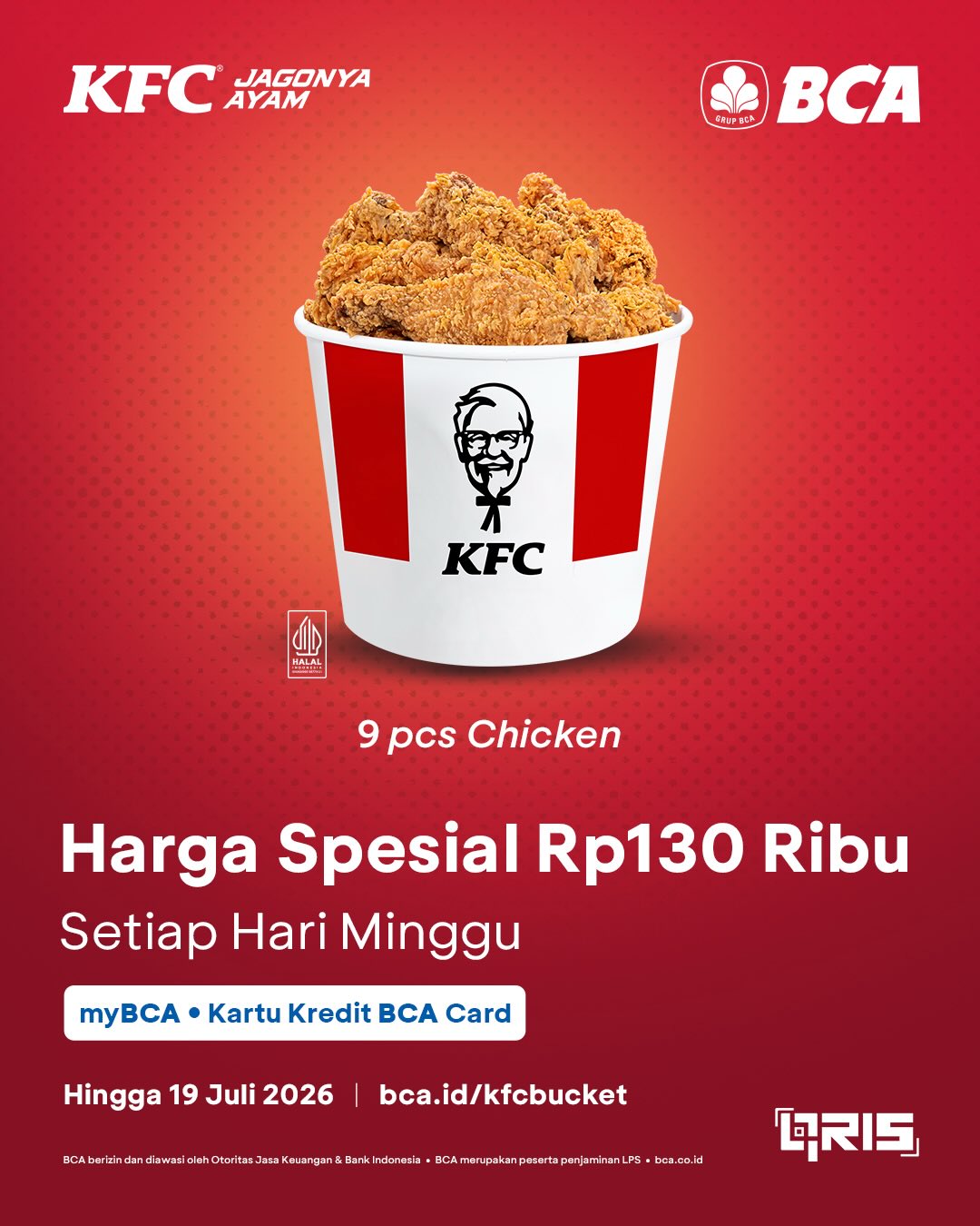 9 Pcs Ayam KFC Rp130rb (Minggu), Bayar QRIS BCA/Kartu Kredit - Image 2