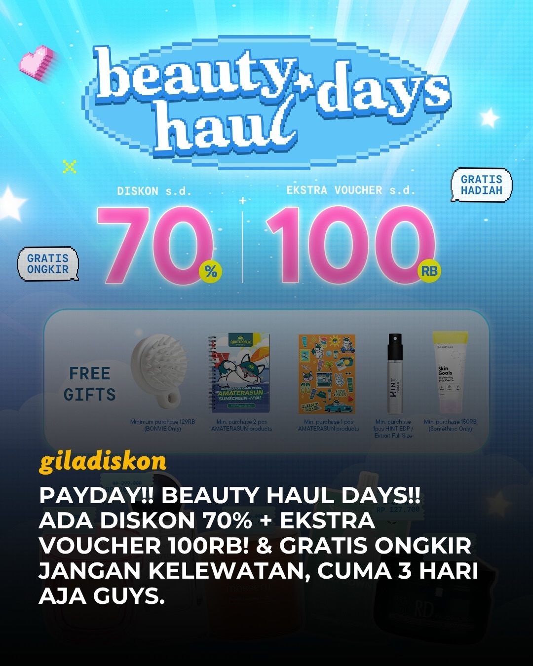 Diskon 70% & Voucher 100RB di Beautyhaul Days (26-28 Juni) - Image 1