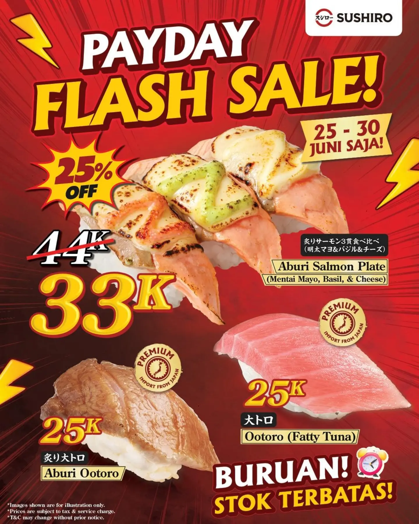 Payday Flash Sale Sushiro: Aburi Salmon 33K, Ootoro 25K - Image 1