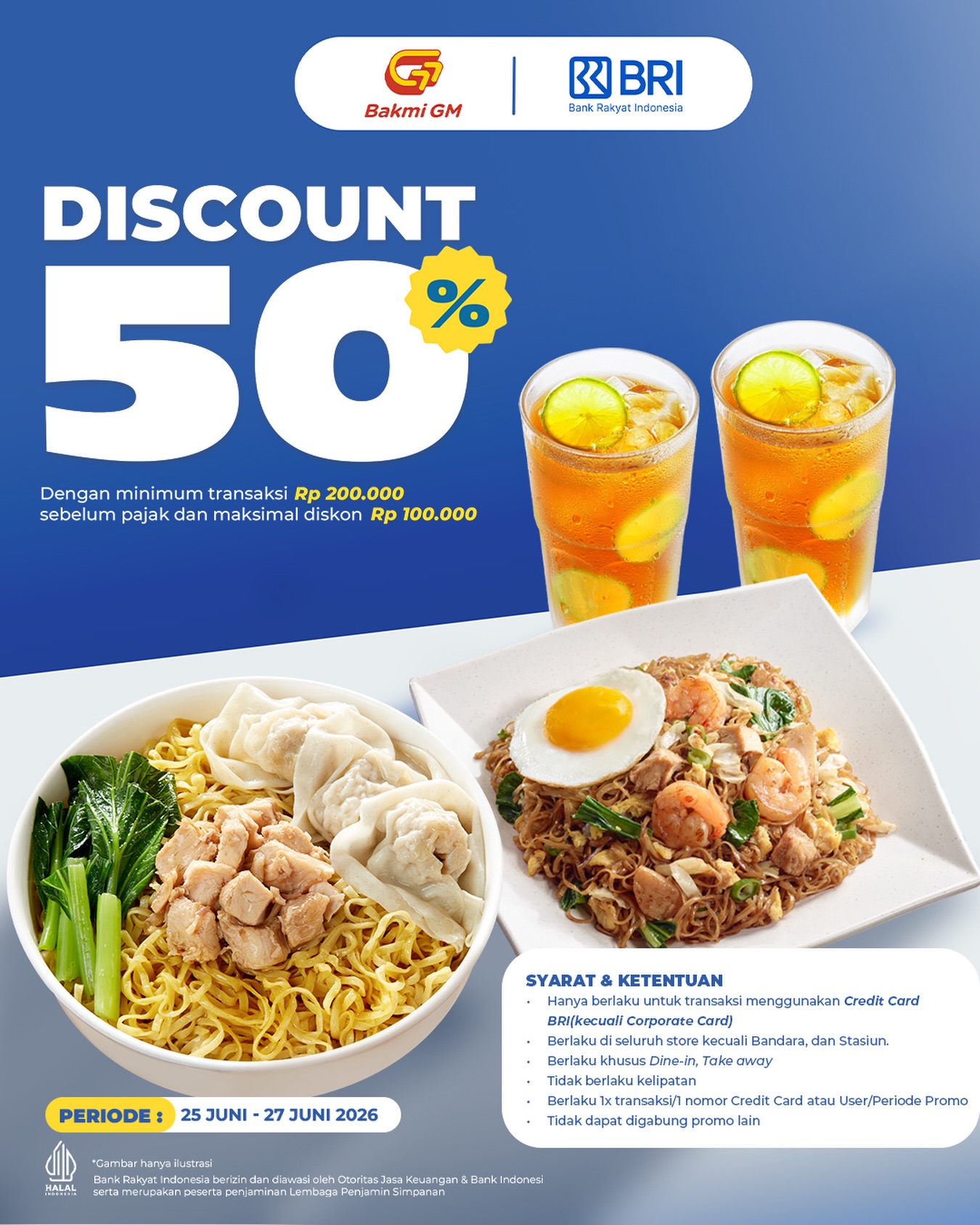 Diskon 50% Bakmi GM dengan Kartu Kredit BRI (25-27 Juni) - Image 1