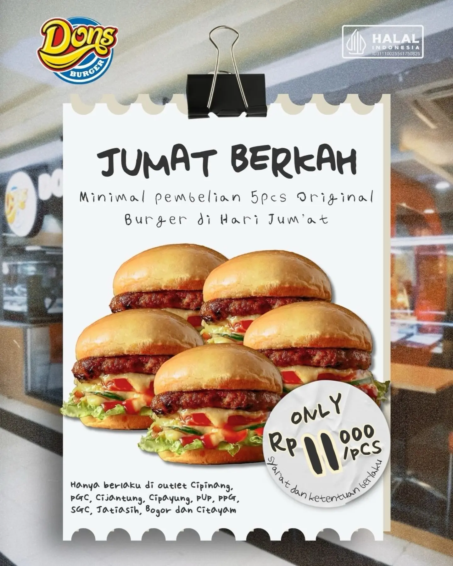 Beli 5+ Original Burger Rp11.000/pcs