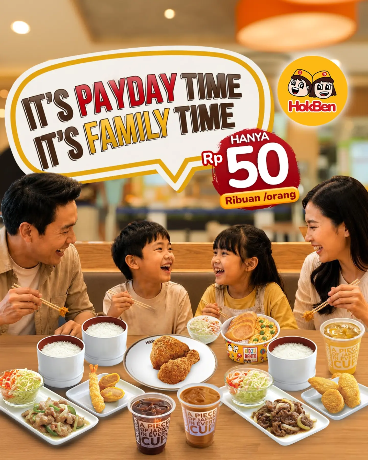 Promo Payday HokBen: Paket 4 Menu + 2 Tehbotol Rp50 Ribuan - Image 2