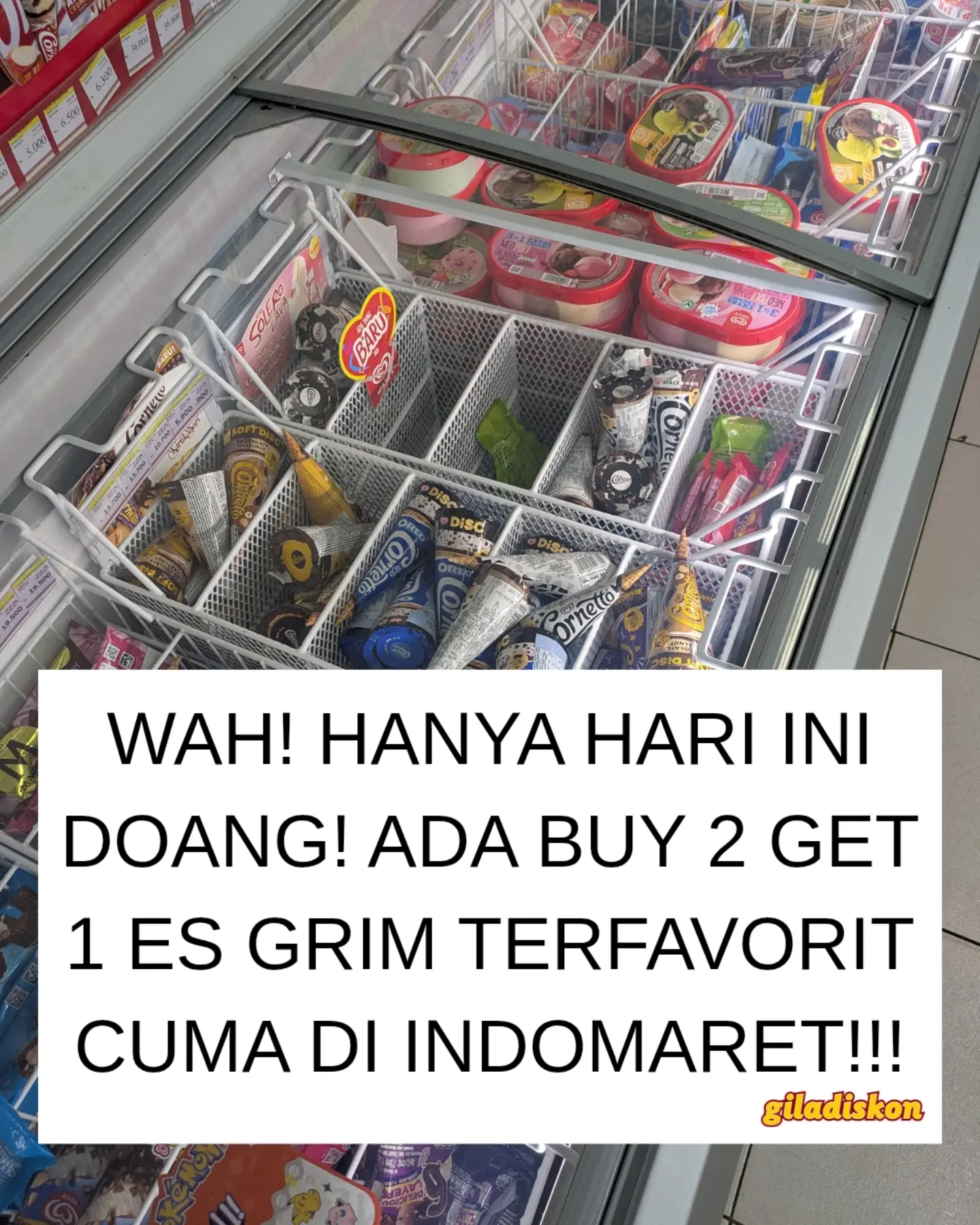 Beli 2 Gratis 1 Es Krim Wall's, Aice, Glico di Indomaret - Image 1
