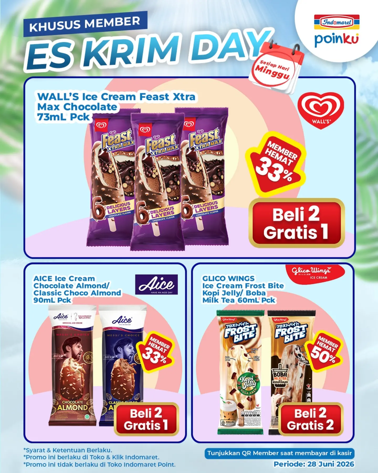 Beli 2 Gratis 1 Es Krim Wall's, Aice, Glico di Indomaret - Image 2