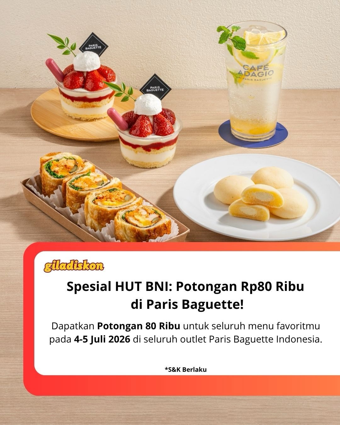 Cuma 2 Hari: Potongan Rp80 Ribu di Paris Baguette