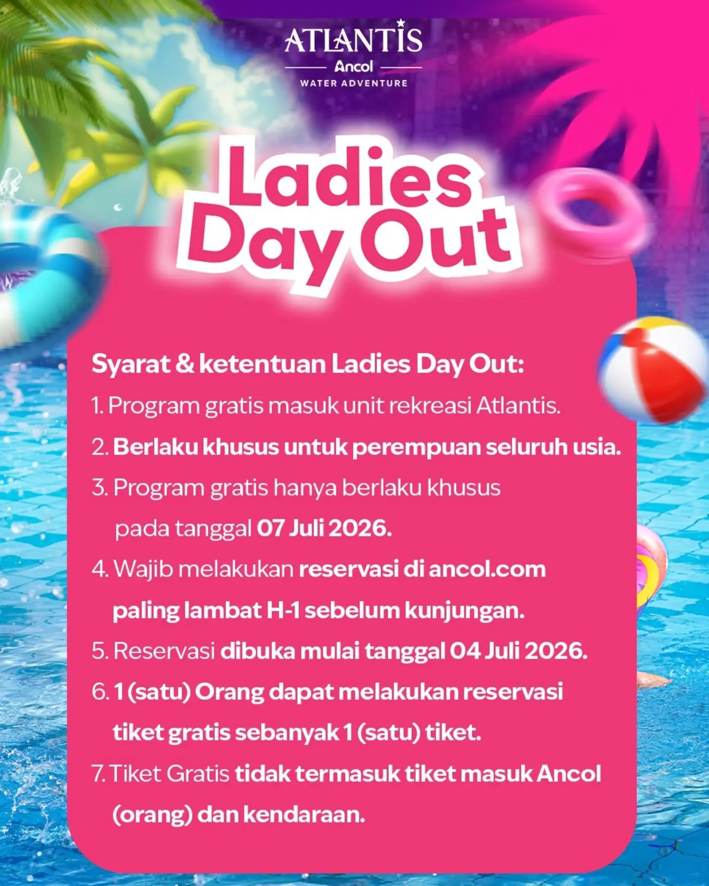 Gratis Berenang untuk Perempuan di Atlantis Ancol 7 Juli - Image 2