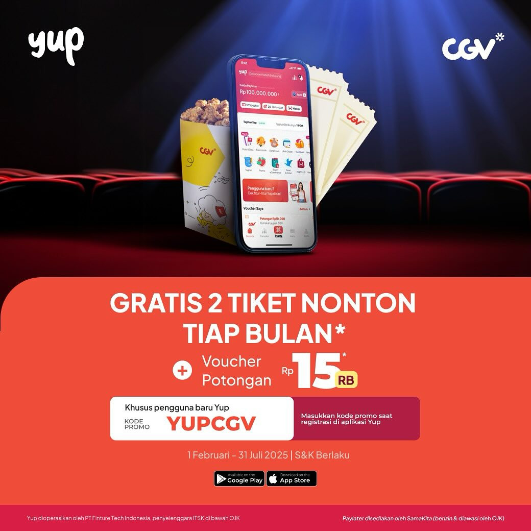 Promo CGV GRATIS 2 Tiket Tiap Bulan + Voucher Potongan RP 15K - Image 2
