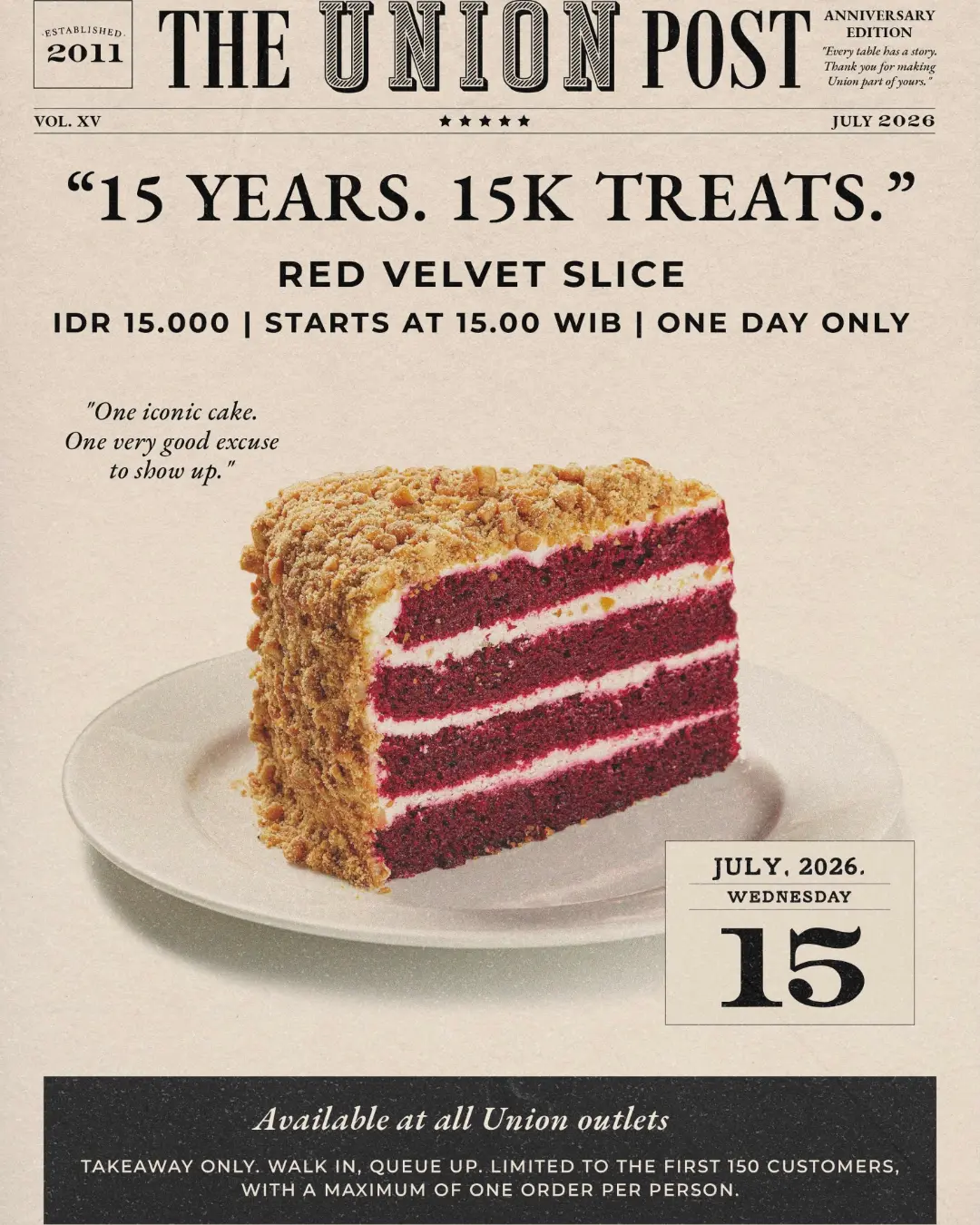 15th Anniversary: Red Velvet Cake for IDR 15,000 - Image 2