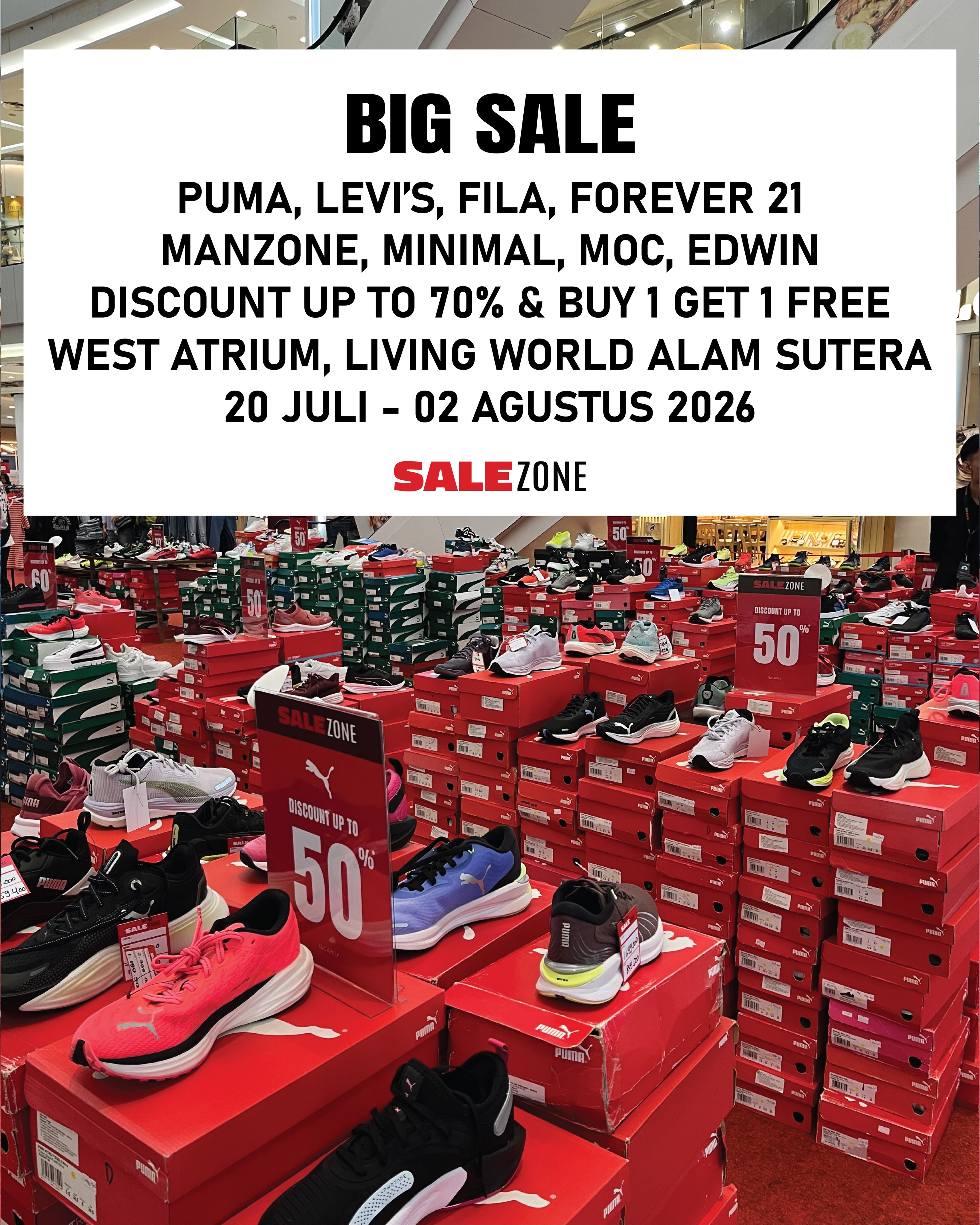 Diskon hingga 70% & B1G1 di Living World Alam Sutera!