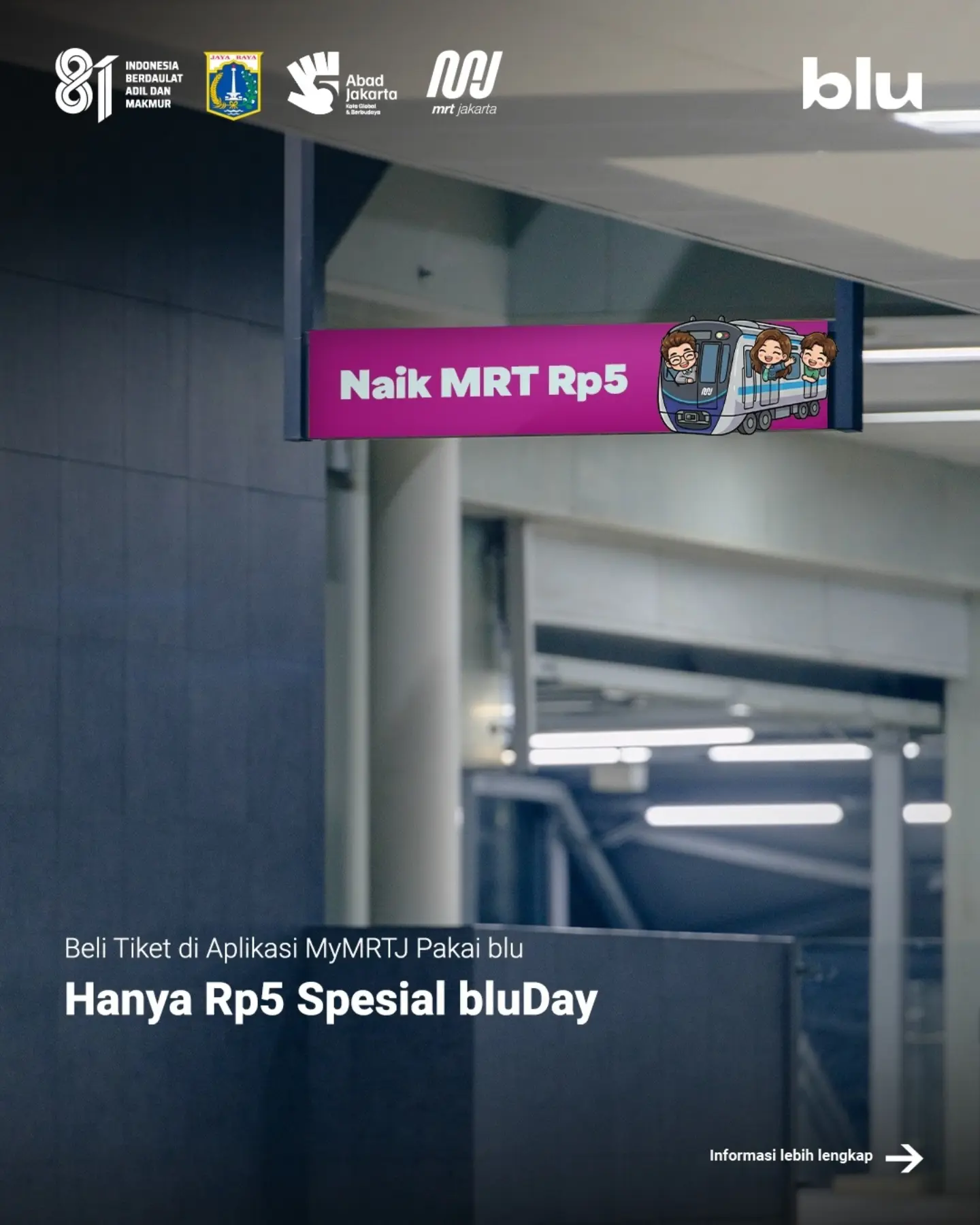 Tarif Rp5 naik MRT Jakarta via MyMRTJ + blu - Image 1