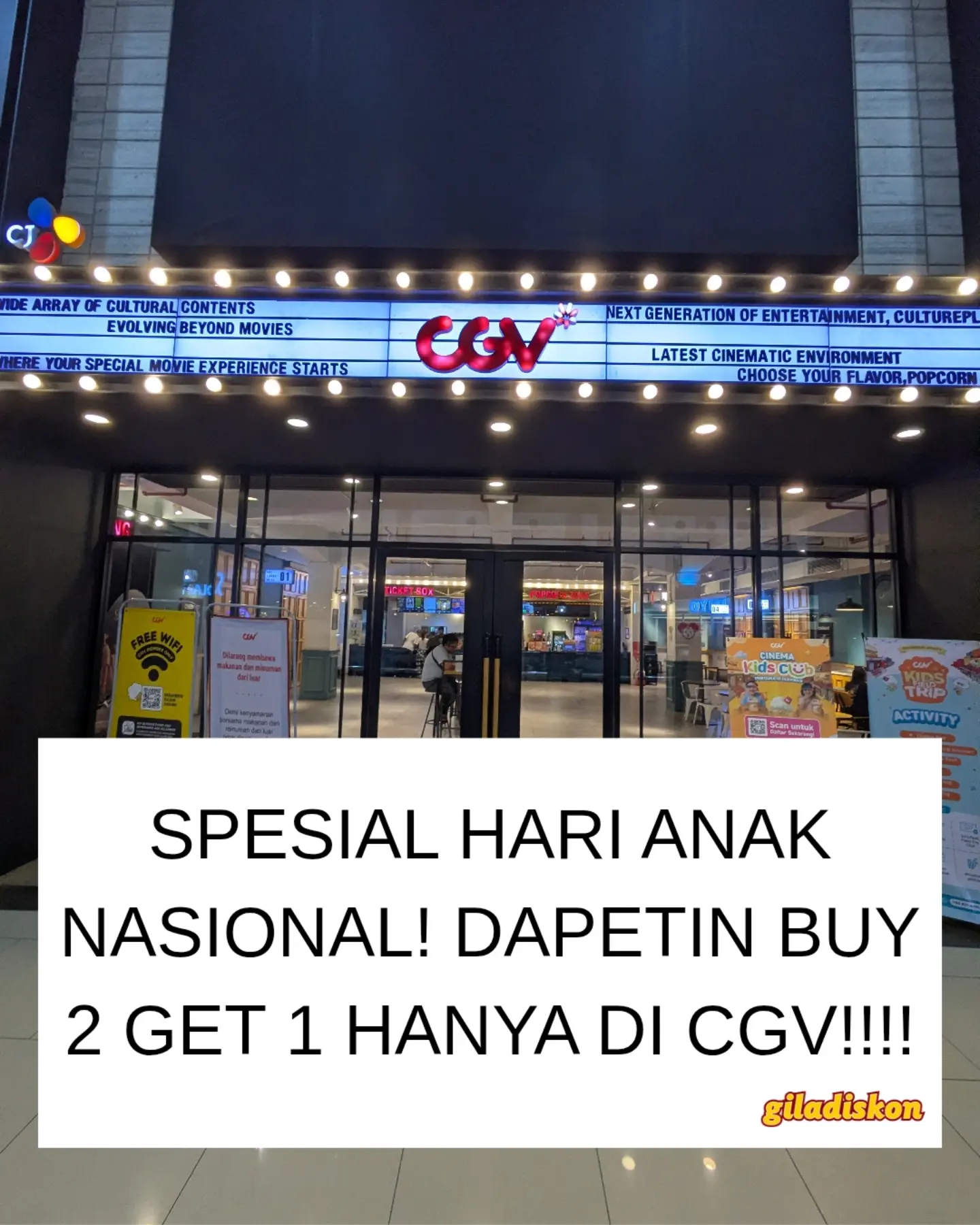 CGV: Beli 2 Gratis 1 Tiket Film Regular 2D untuk Kids Club