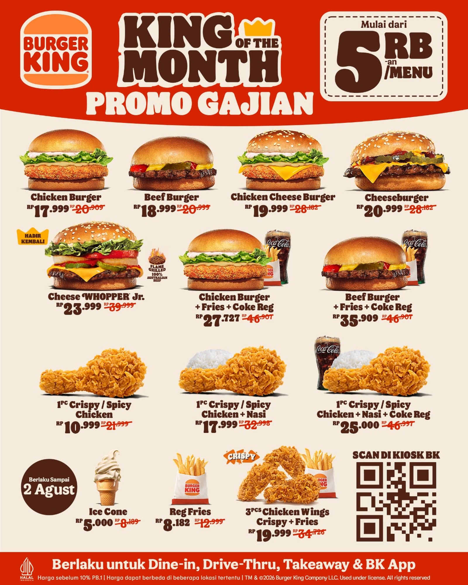 King of the Month: Burger, Ayam, Fries & Dessert mulai Rp5.000!