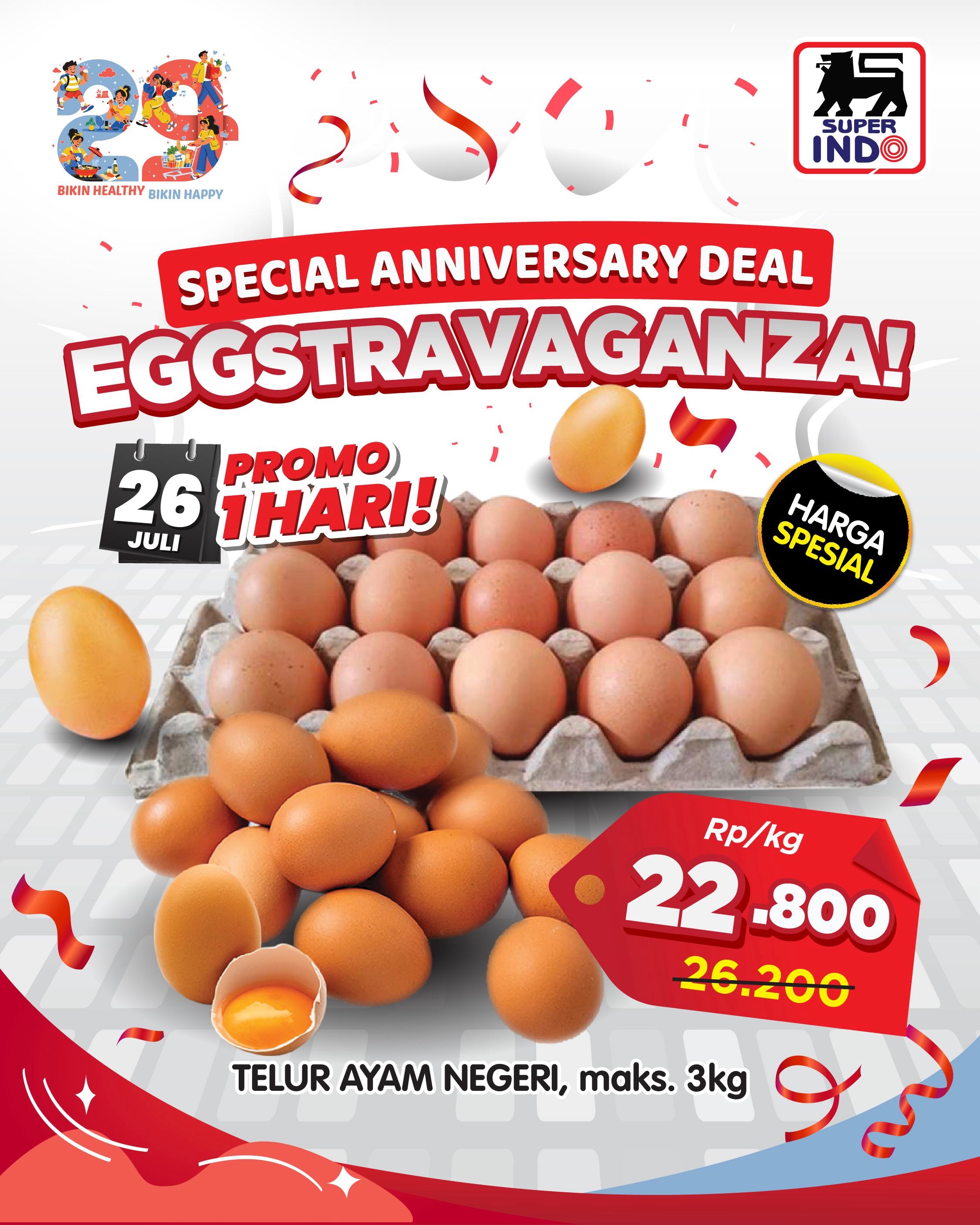Telur Ayam Negeri Rp22.800/kg, 26 Juli Saja!