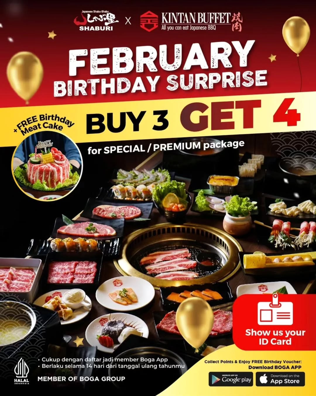 Promo Kintan Buffet & Shaburi AYCE February Birthday Surprise Buy 3 Get 4