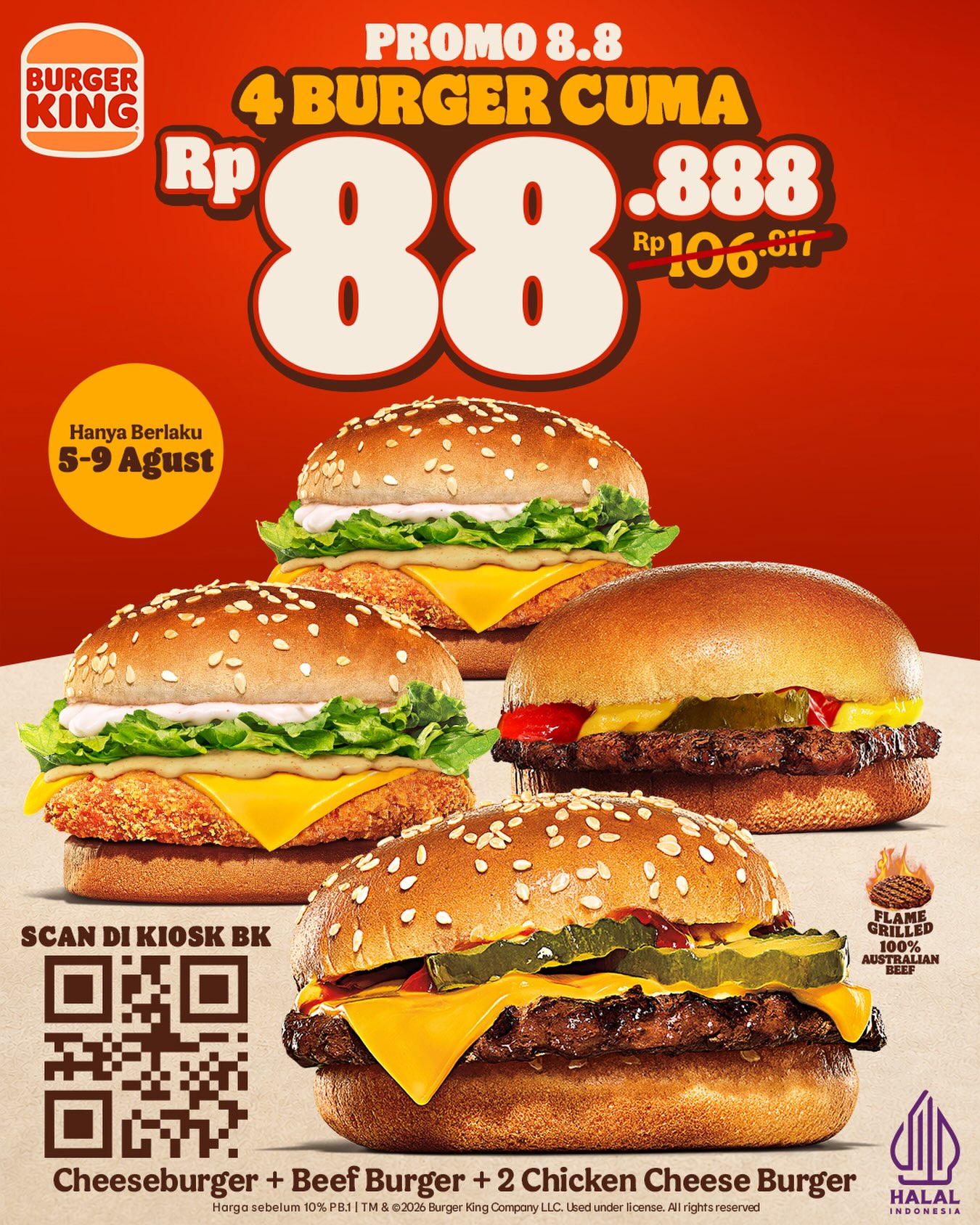 Paket 4 Burger Rp88.888, Hemat Banget!
