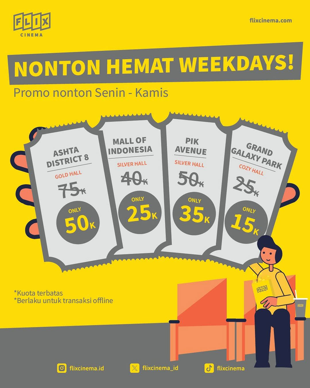 Promo Flix Cinema Nonton Hemat Weekdays Mulai Dari Rp 15K - Image 1