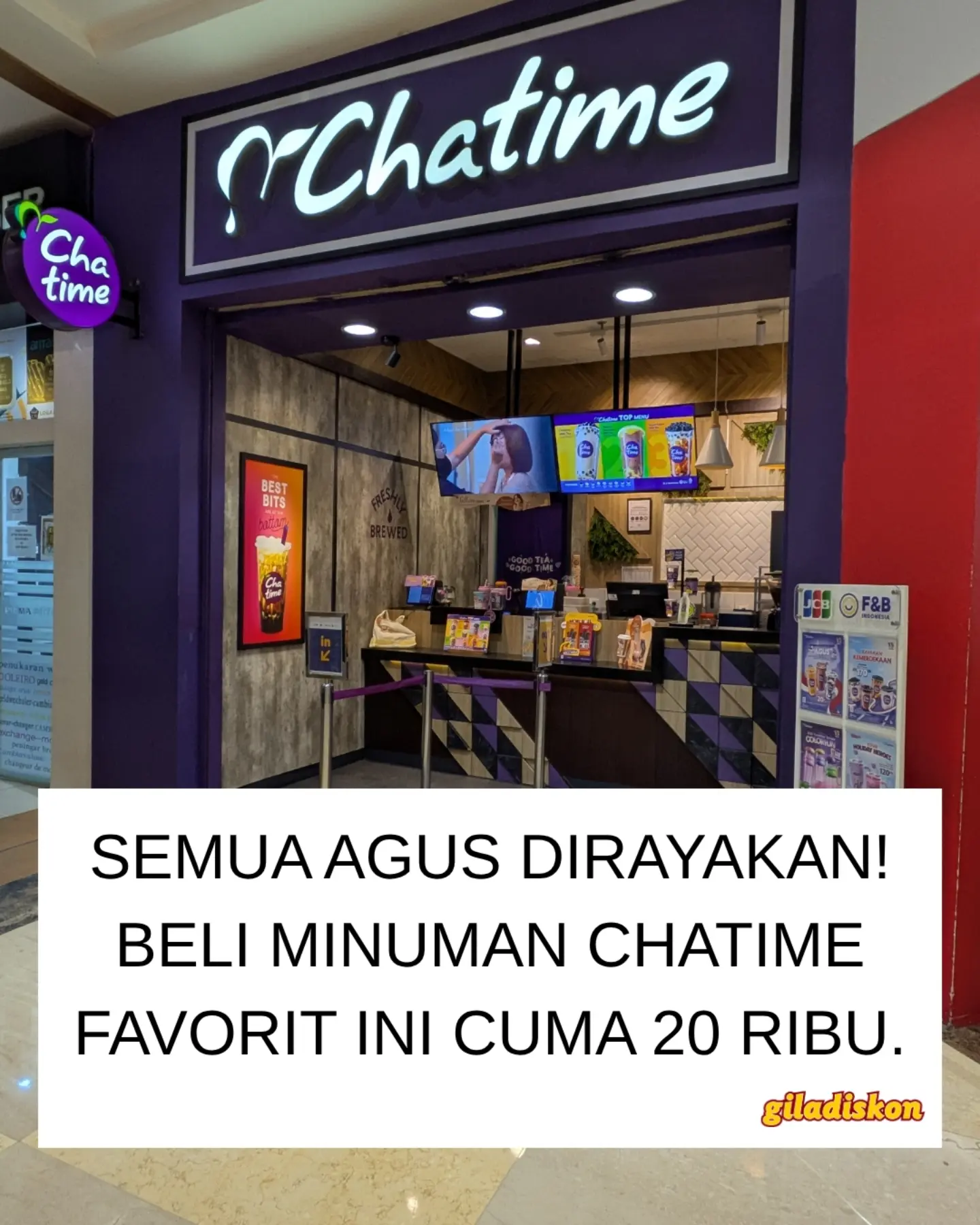 Promo Chatime: Large Drink Rp20.000 untuk Semua Agus!