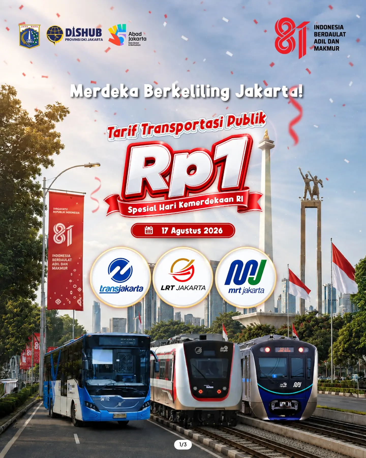 17 Agustus: Transportasi Publik Jakarta Rp1 - Image 2