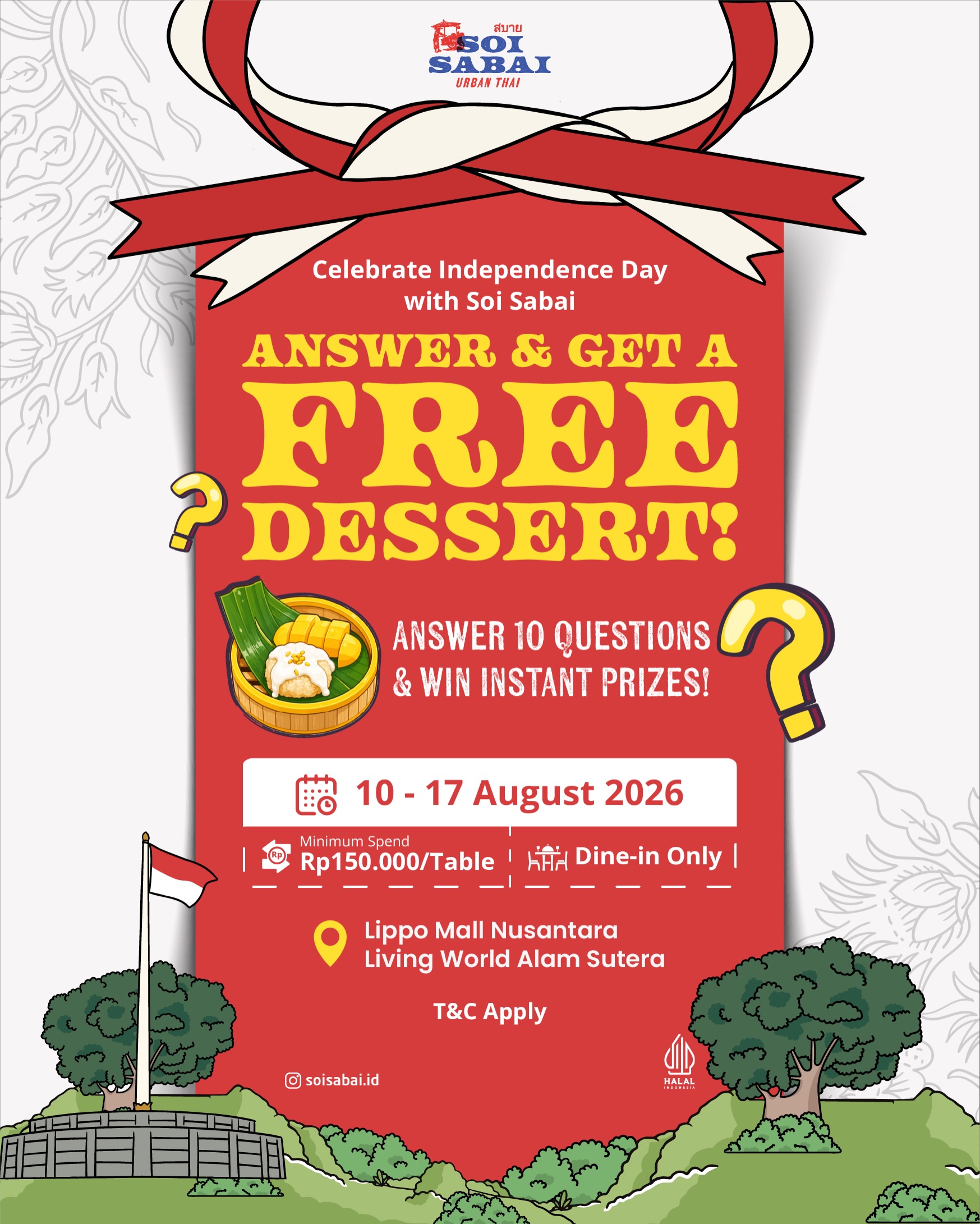 Kuis Trivia Kemerdekaan di Soi Sabai – Menang Dessert Gratis!