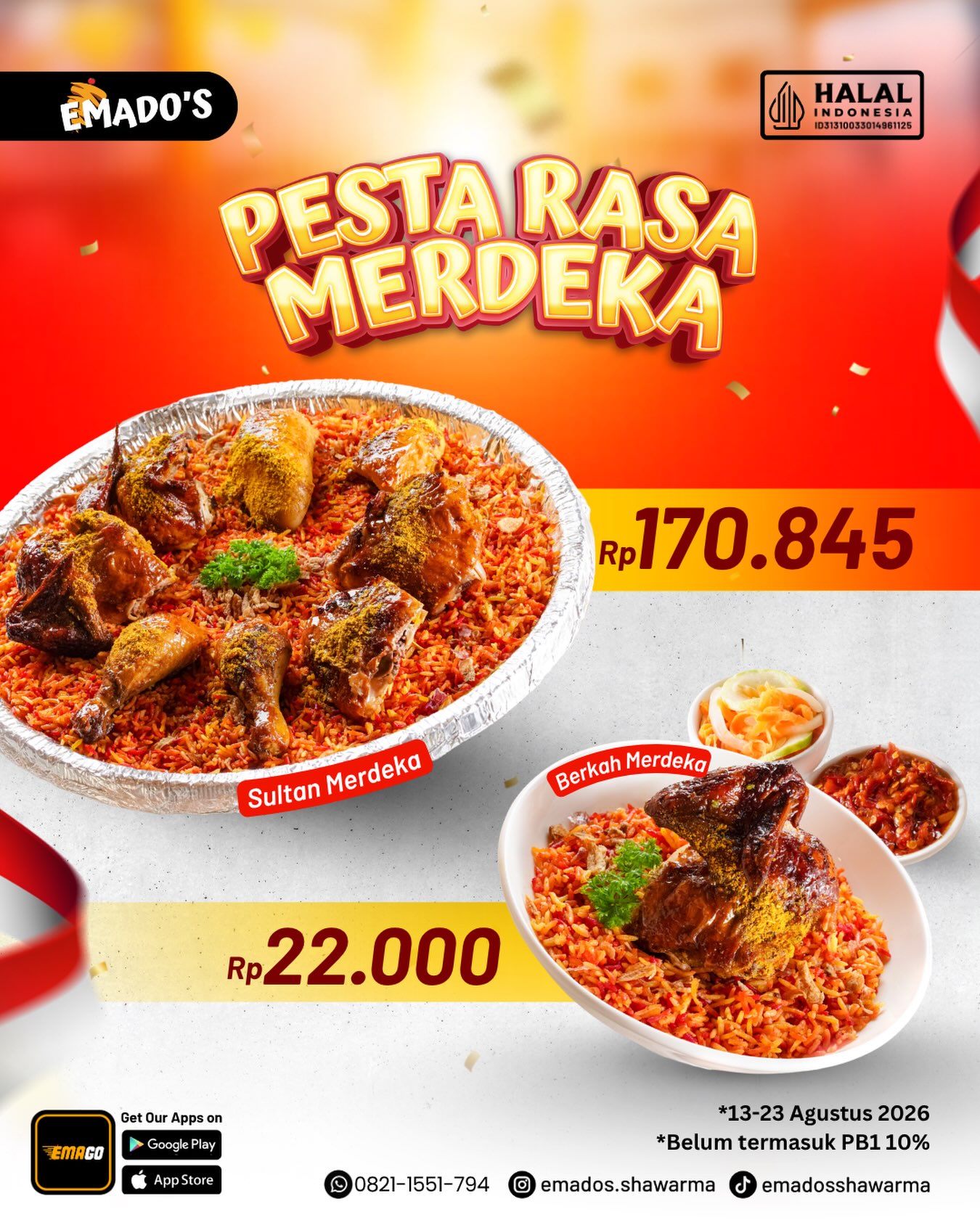 Pesta Rasa Merdeka Emado's: Ayam & Nasi Biryani mulai Rp22.000 - Image 1