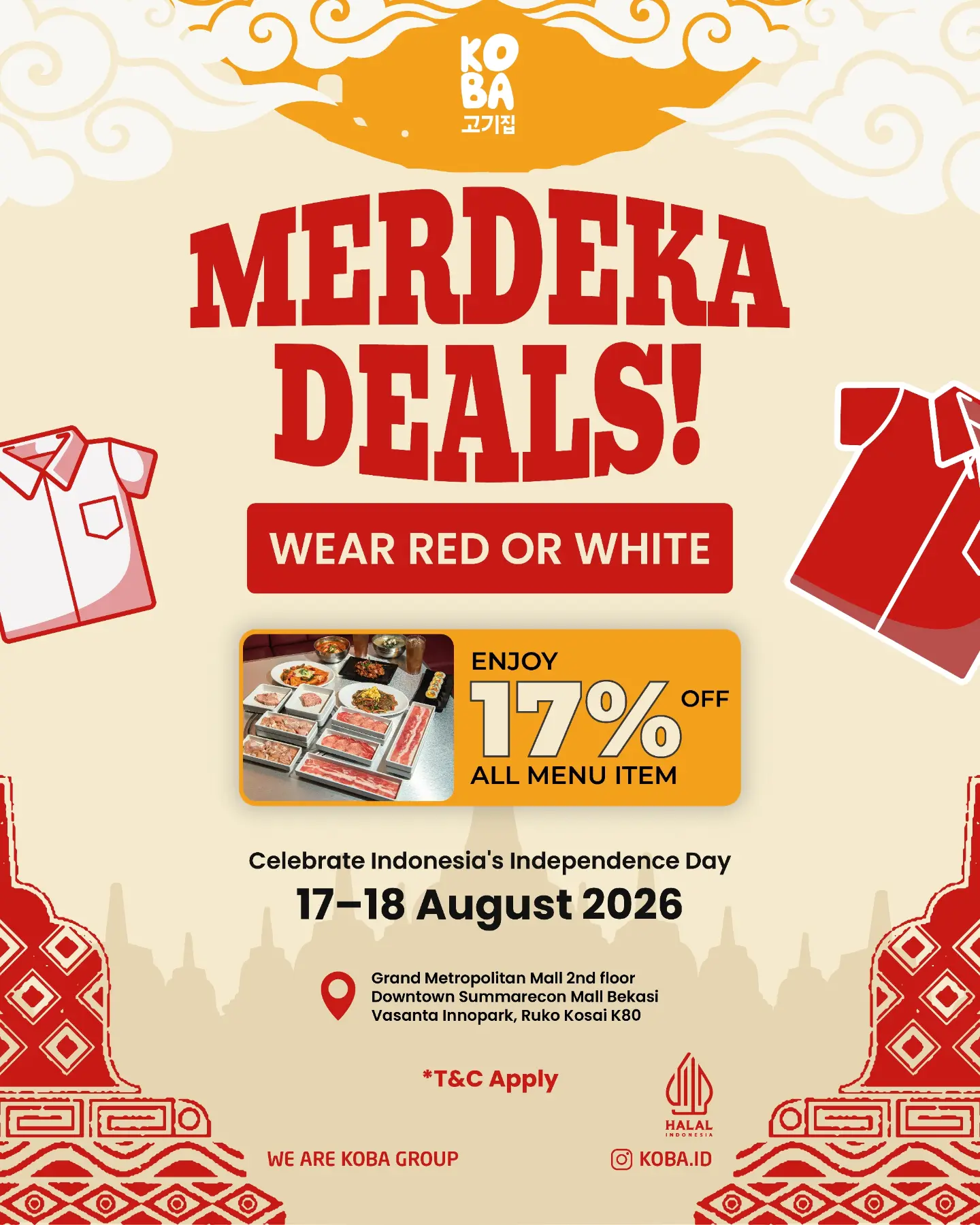 Diskon 17% Korean BBQ di KOBA untuk Benda Merah/Putih