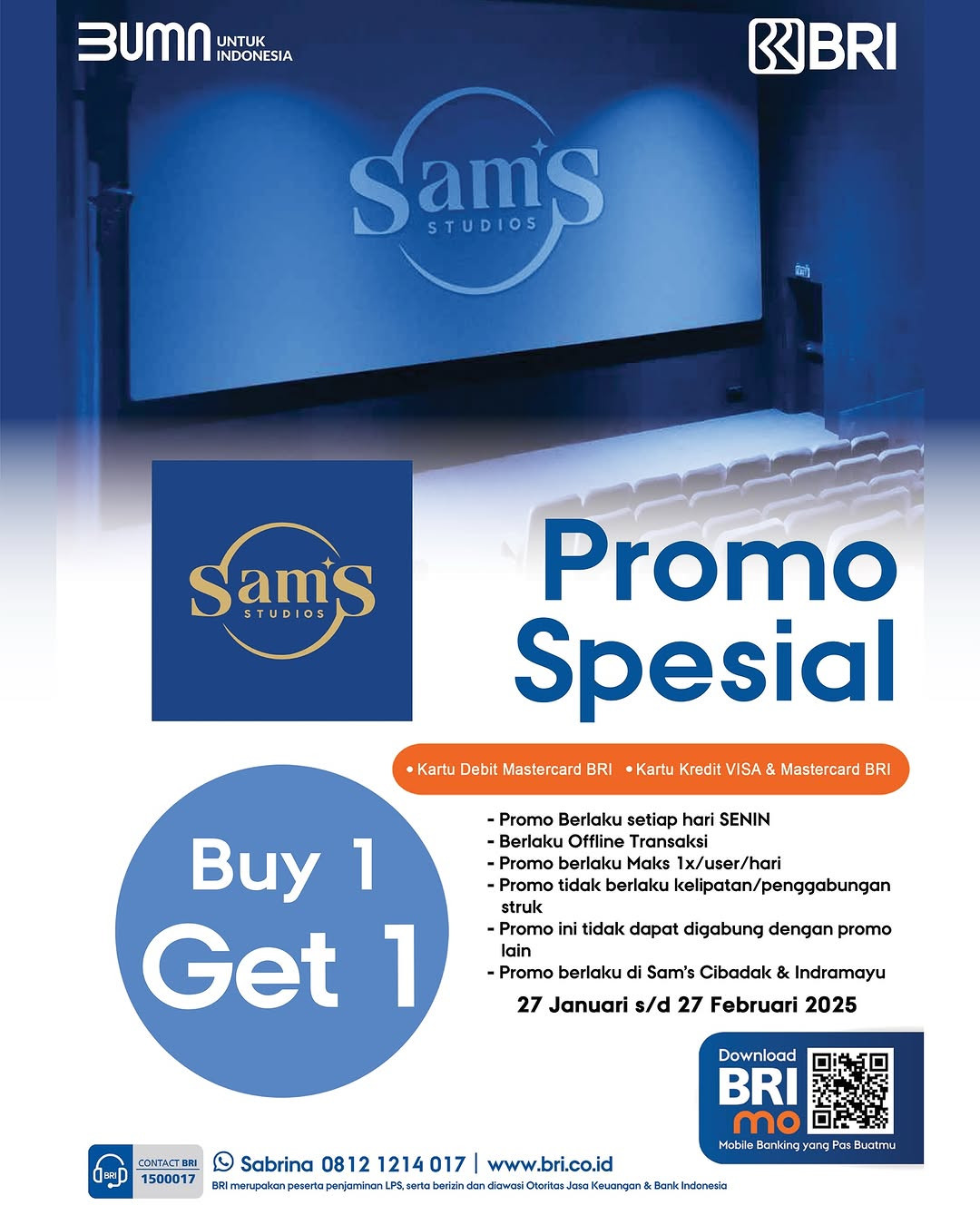 Promo Sam's Studio Buy 1 Get 1 Tiap Senin dengan Kartu Debit/Kredit BRI - Image 2