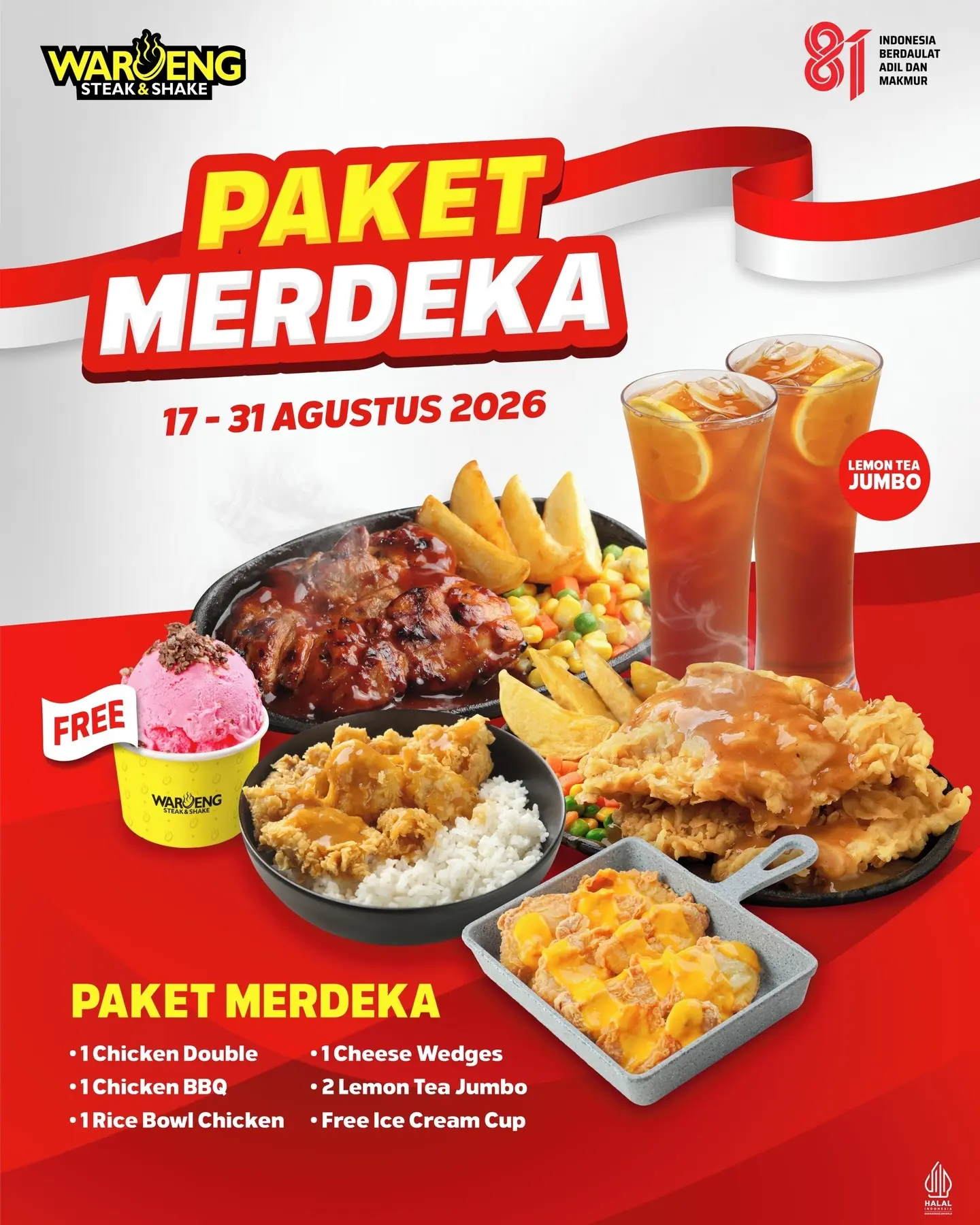 Paket Merdeka Waroeng Steak & Shake: Hemat + Free Ice Cream Cup - Image 2