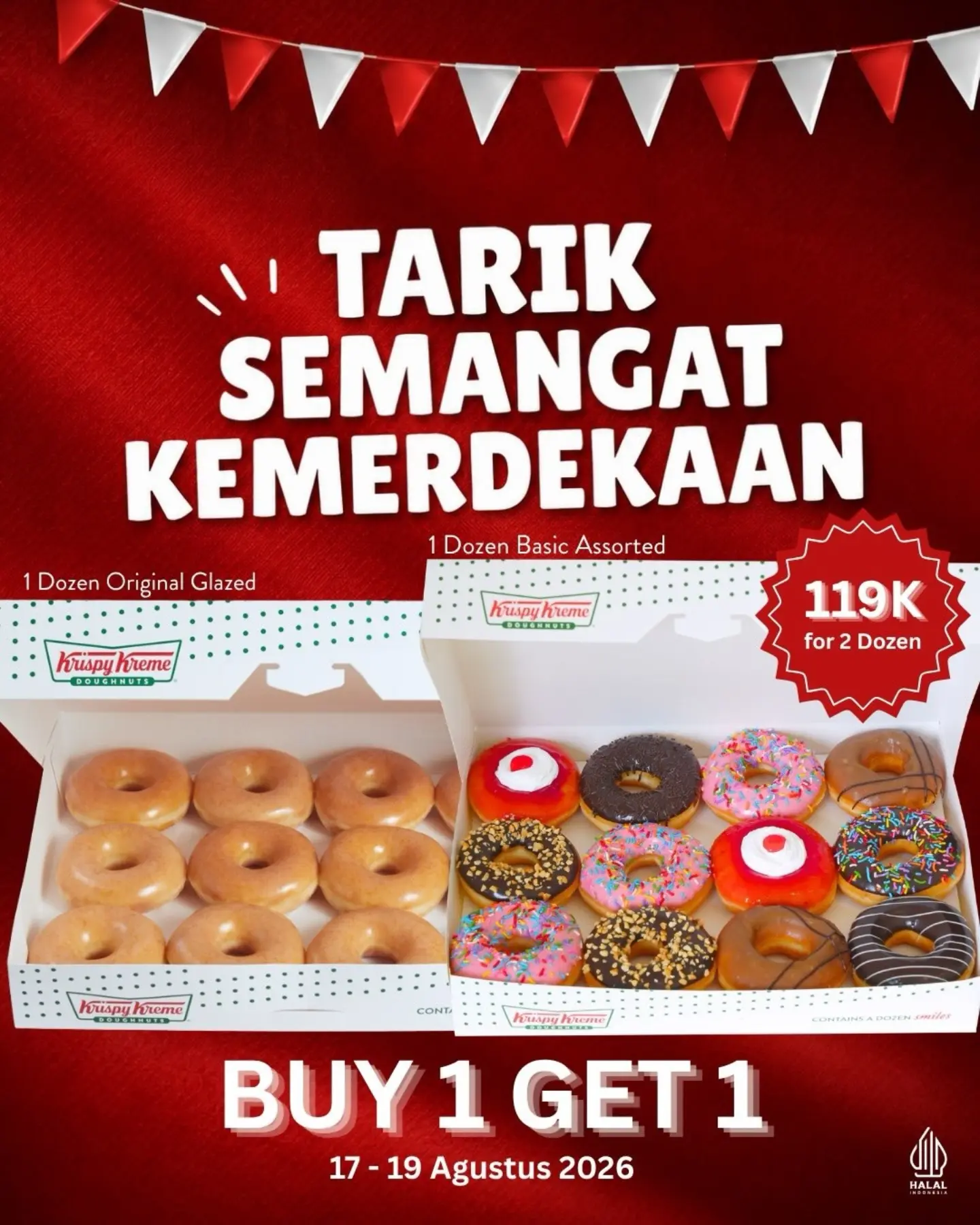 Promo 17 Agustus: Beli 1 Gratis 1 Lusin Donat Krispy Kreme - Image 2