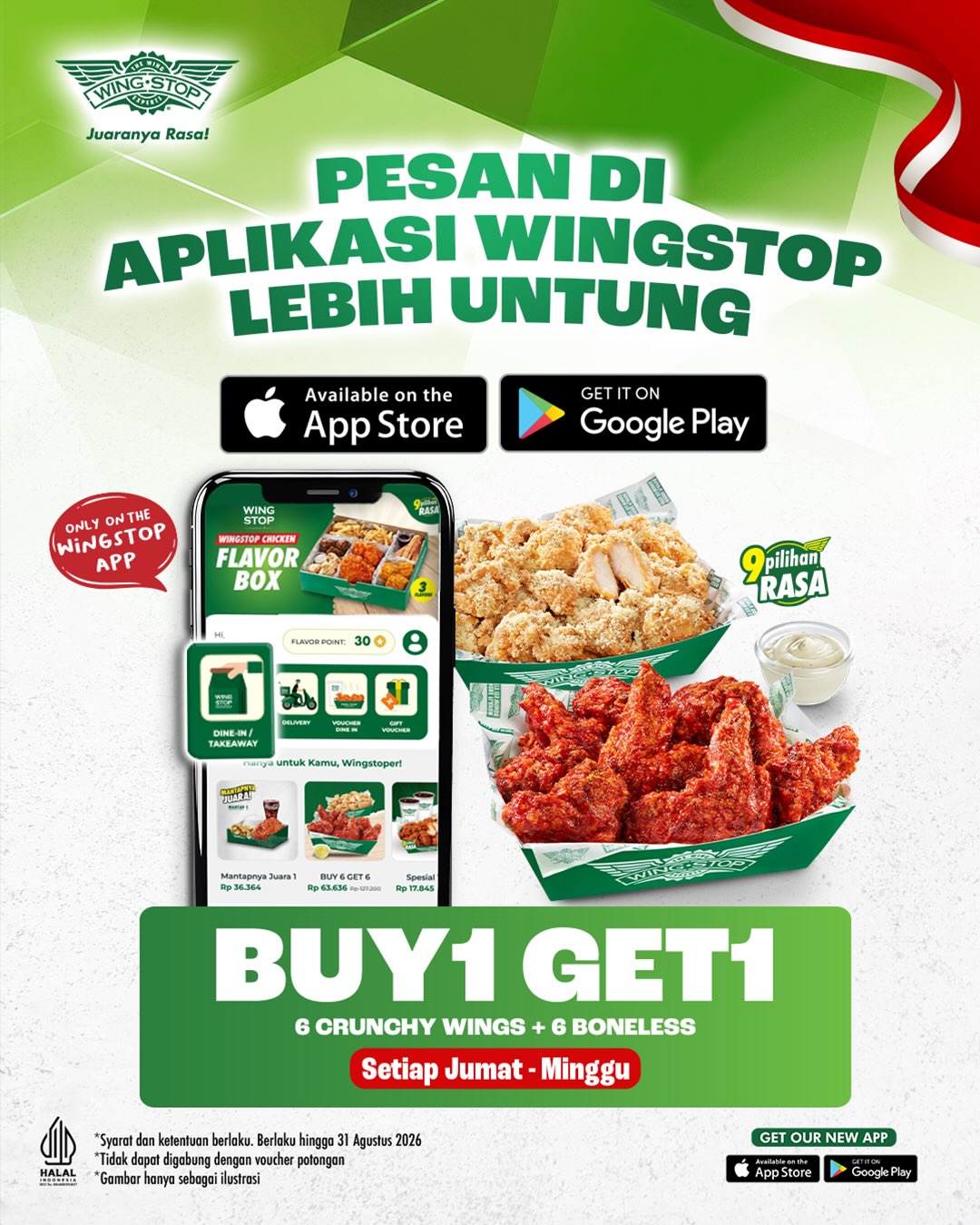 Buy 1 Get 1 Wings & Boneless di Aplikasi Wingstop! - Image 2