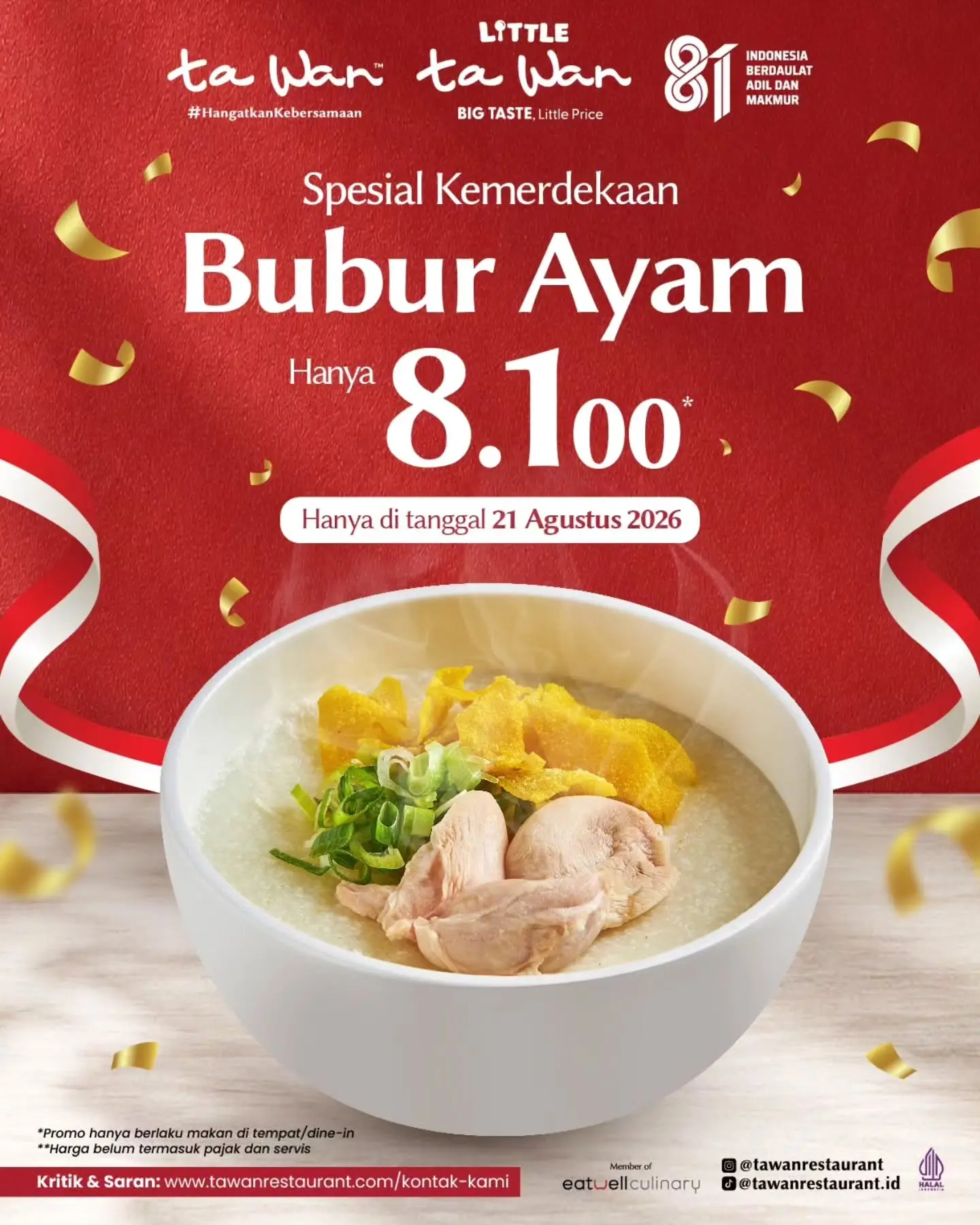 Promo 21 Agustus: Bubur Ayam Ta Wan Rp8.100 - Image 2