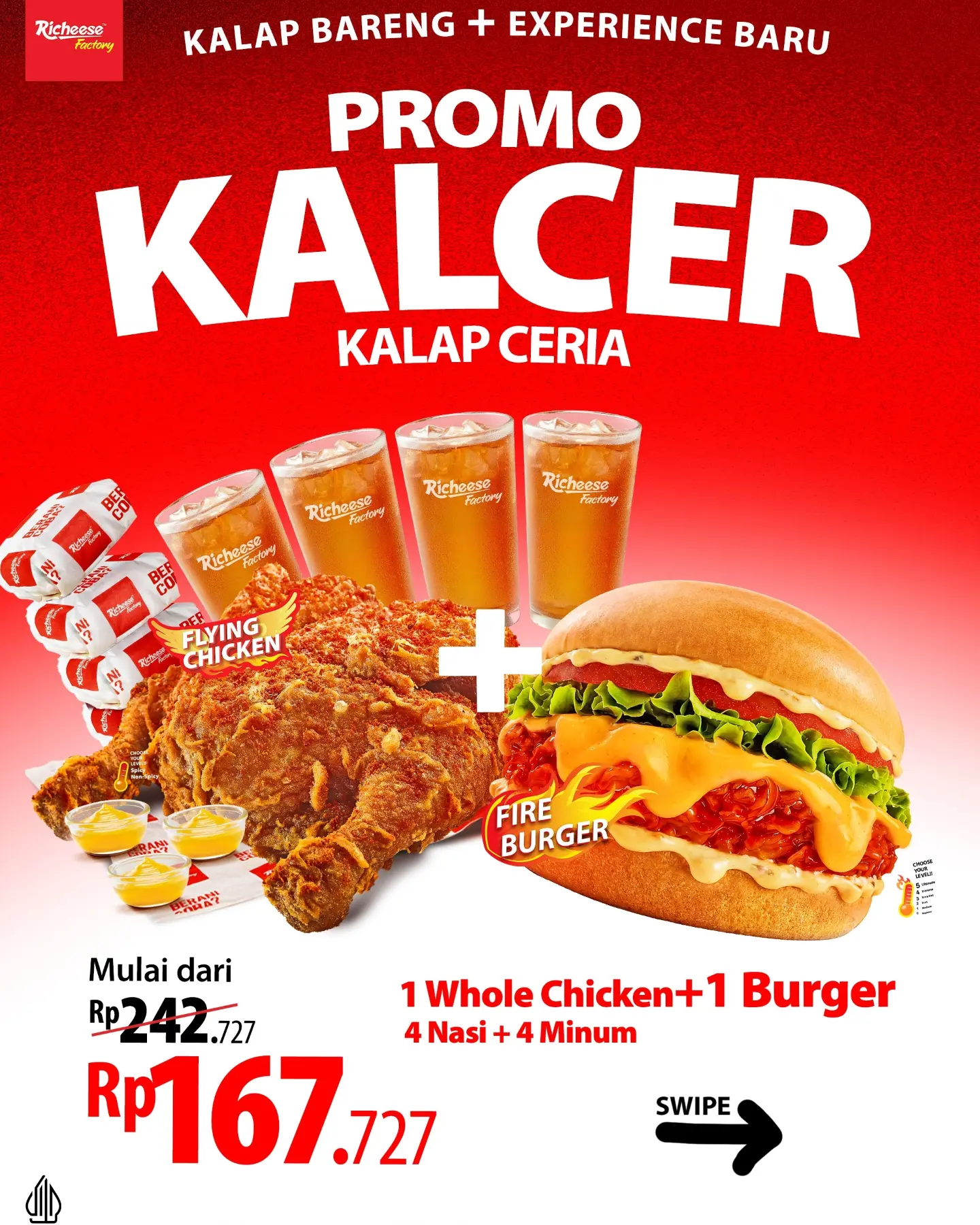 Spesial Kalcer: 1 Whole Chicken + 1 Burger + 4 Nasi + 4 Minum mulai Rp167rb! - Image 2
