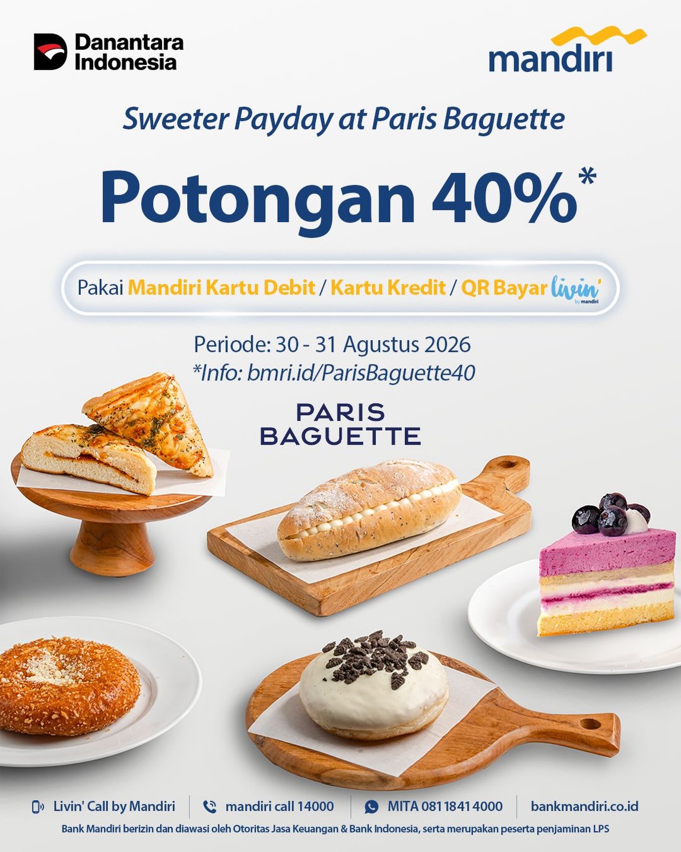 Cuma 2 Hari: Diskon 40% Sweeter Payday Mandiri di Paris Baguette - Image 1
