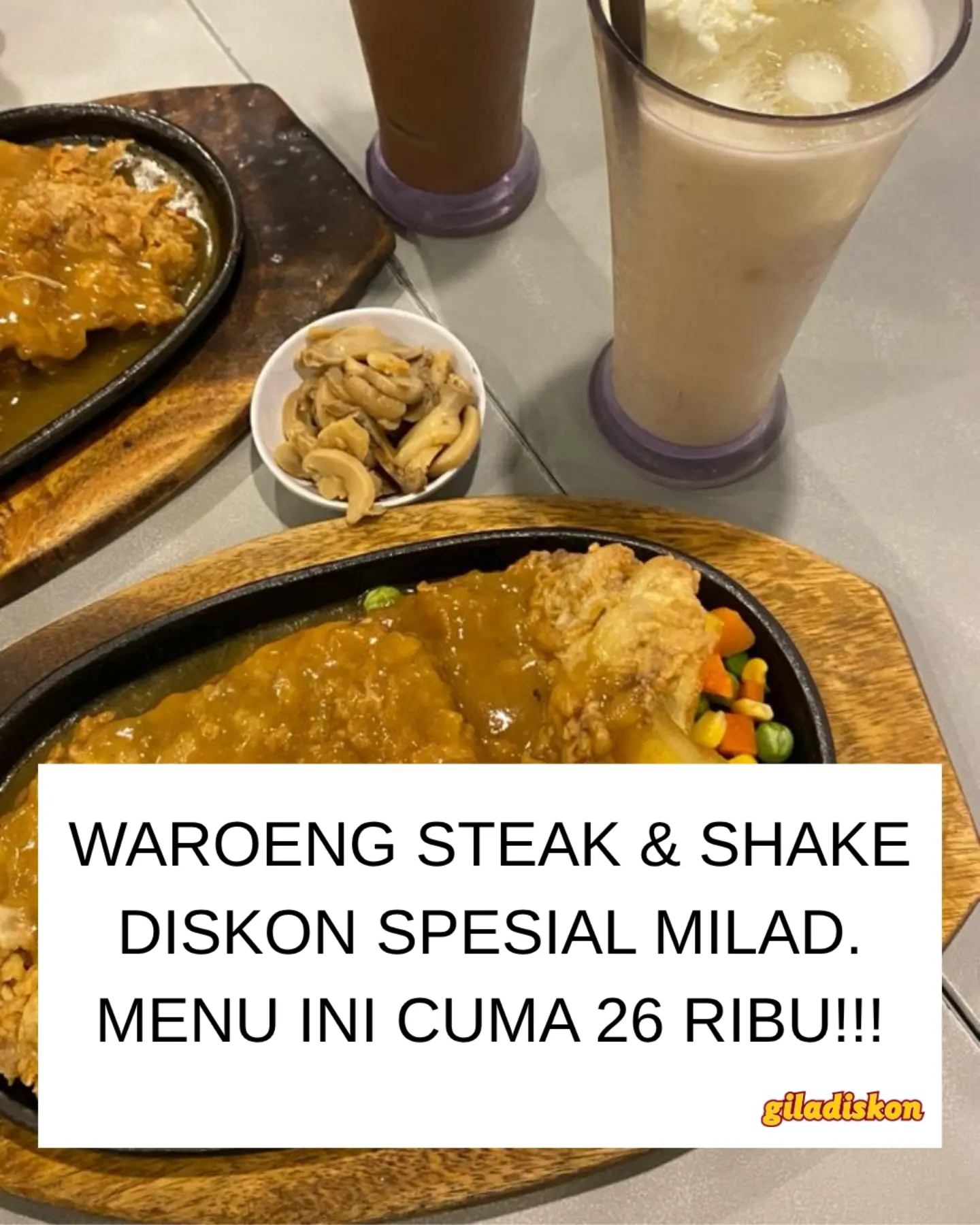 Paket Chicken Steak + Ice Tea Rp26 Ribu di Milad Waroeng ke-26 - Image 1