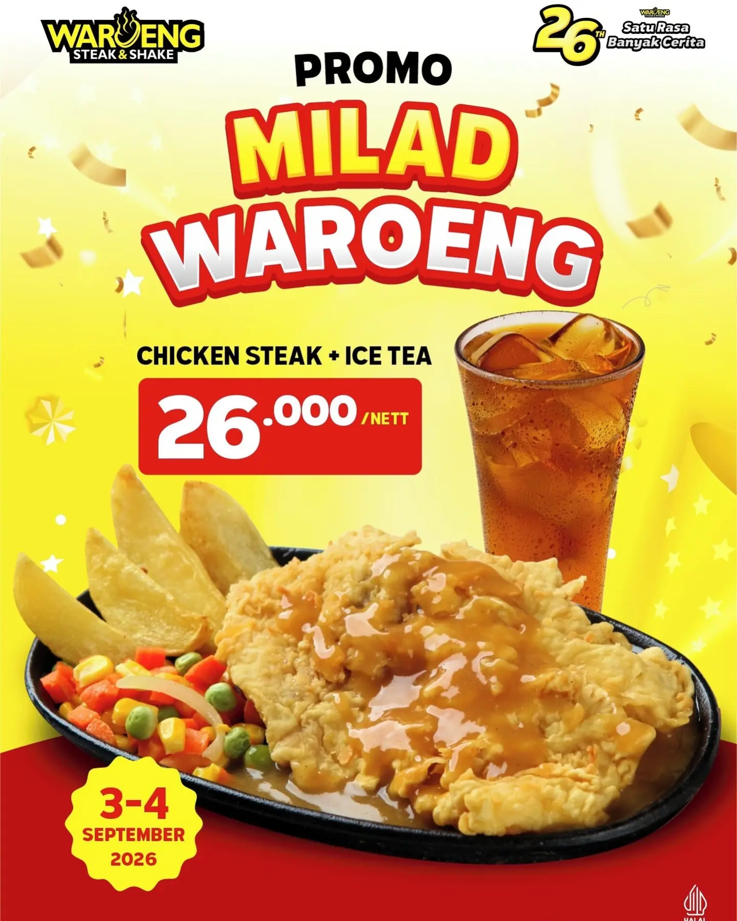 Paket Chicken Steak + Ice Tea Rp26 Ribu di Milad Waroeng ke-26 - Image 2