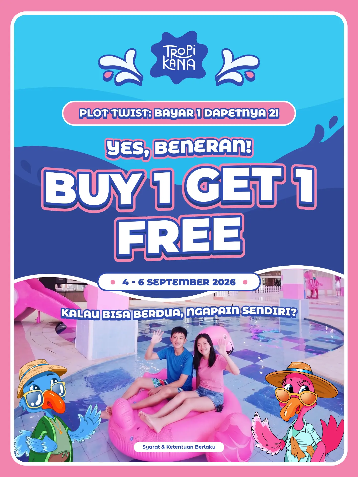 Promo B1G1 Tiket Tropikana Waterpark – Bayar 1 Dapet 2!
