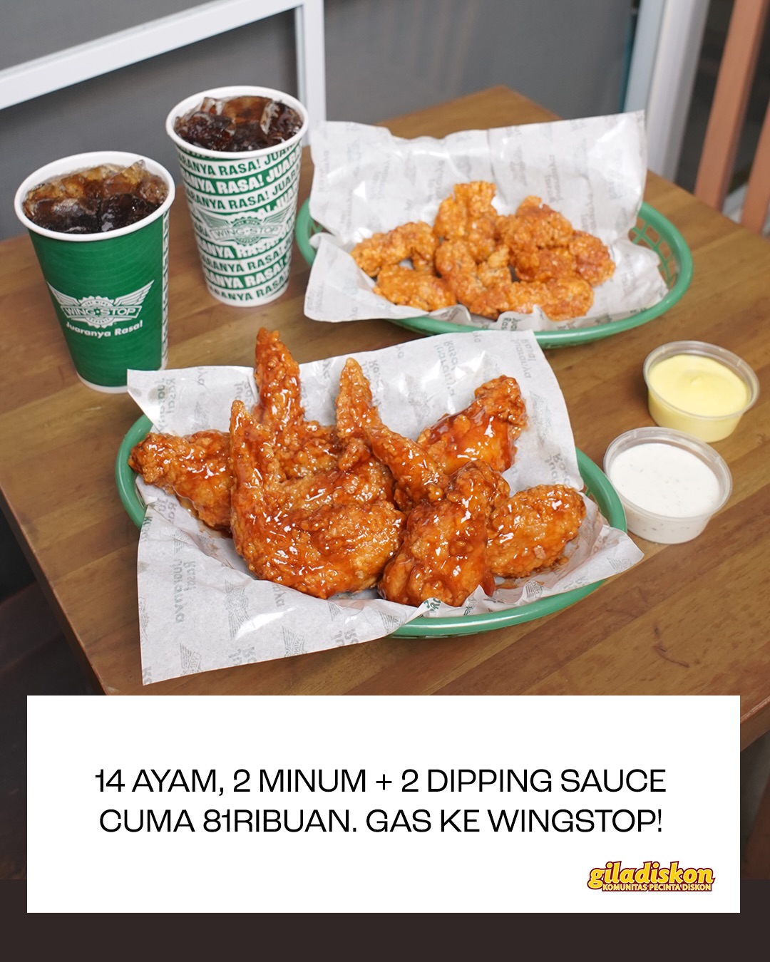 Flavor Saver Wingstop Rp81.818: 14 Ayam Goreng Penuh Rasa + 2 Coca-Cola Zero